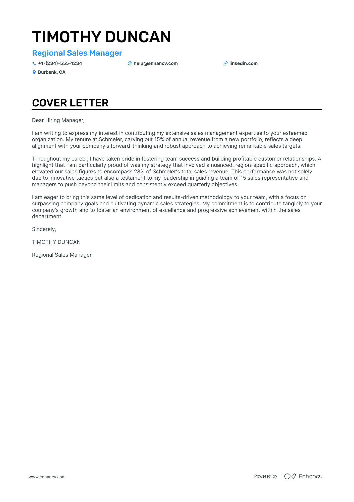 best cover letter national sales manager