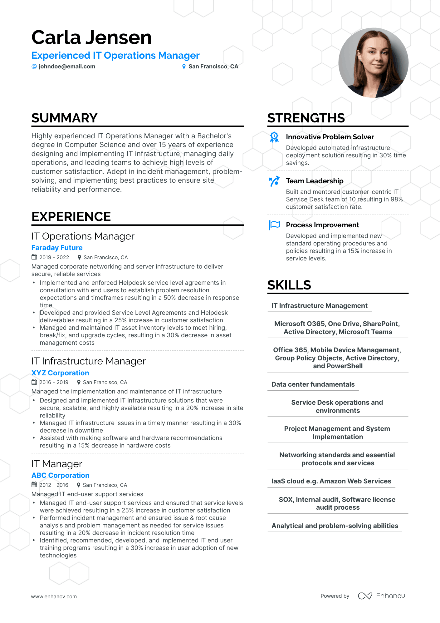 Simple IT Operations Manager Resume Template