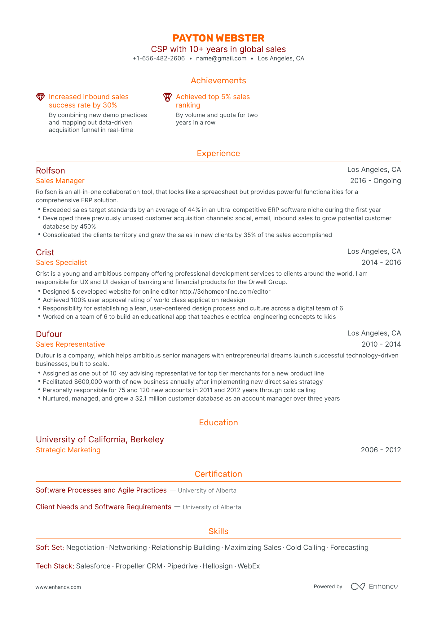 Traditional Sales Resume Template