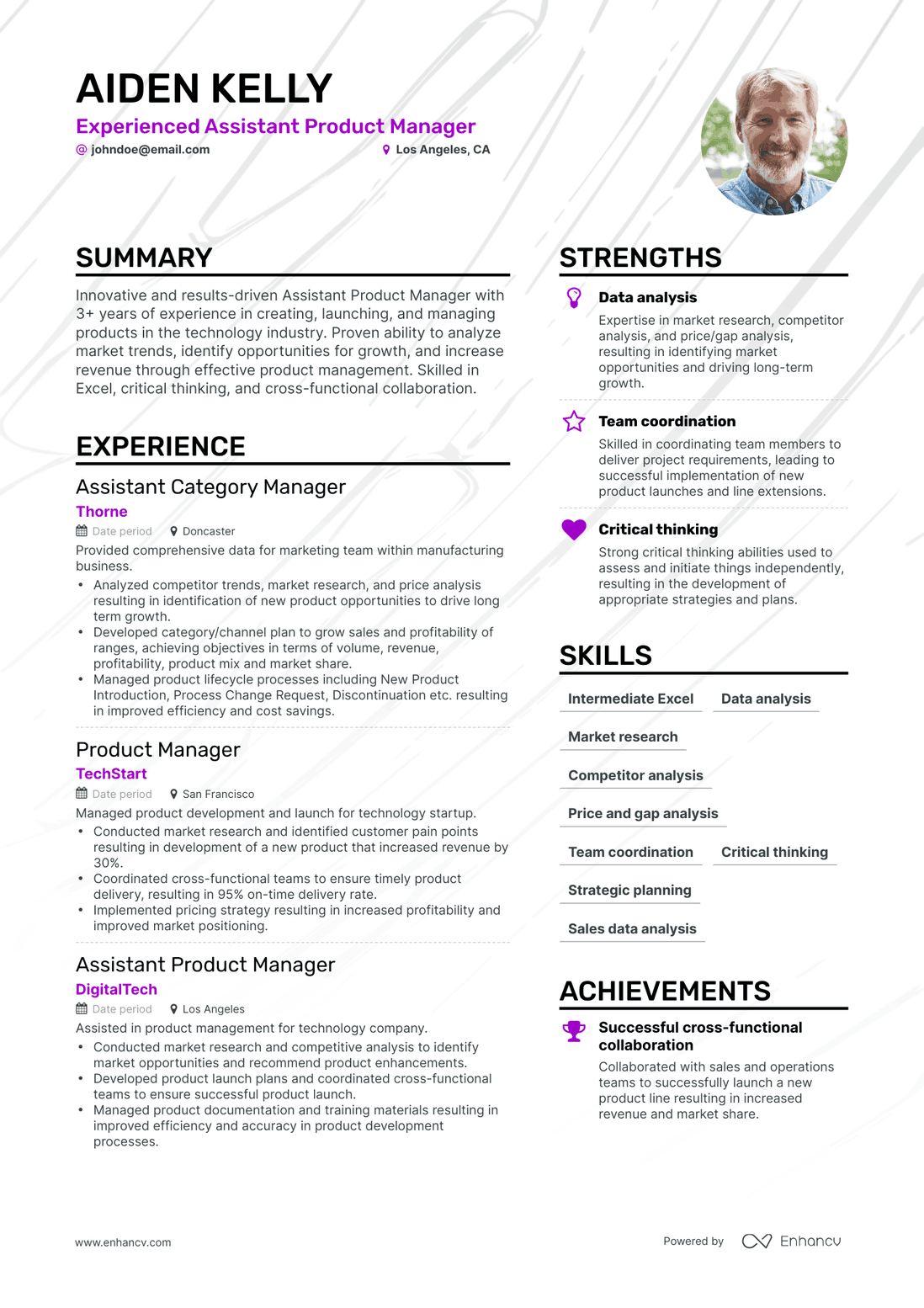 Simple Assistant Product Manager Resume Template