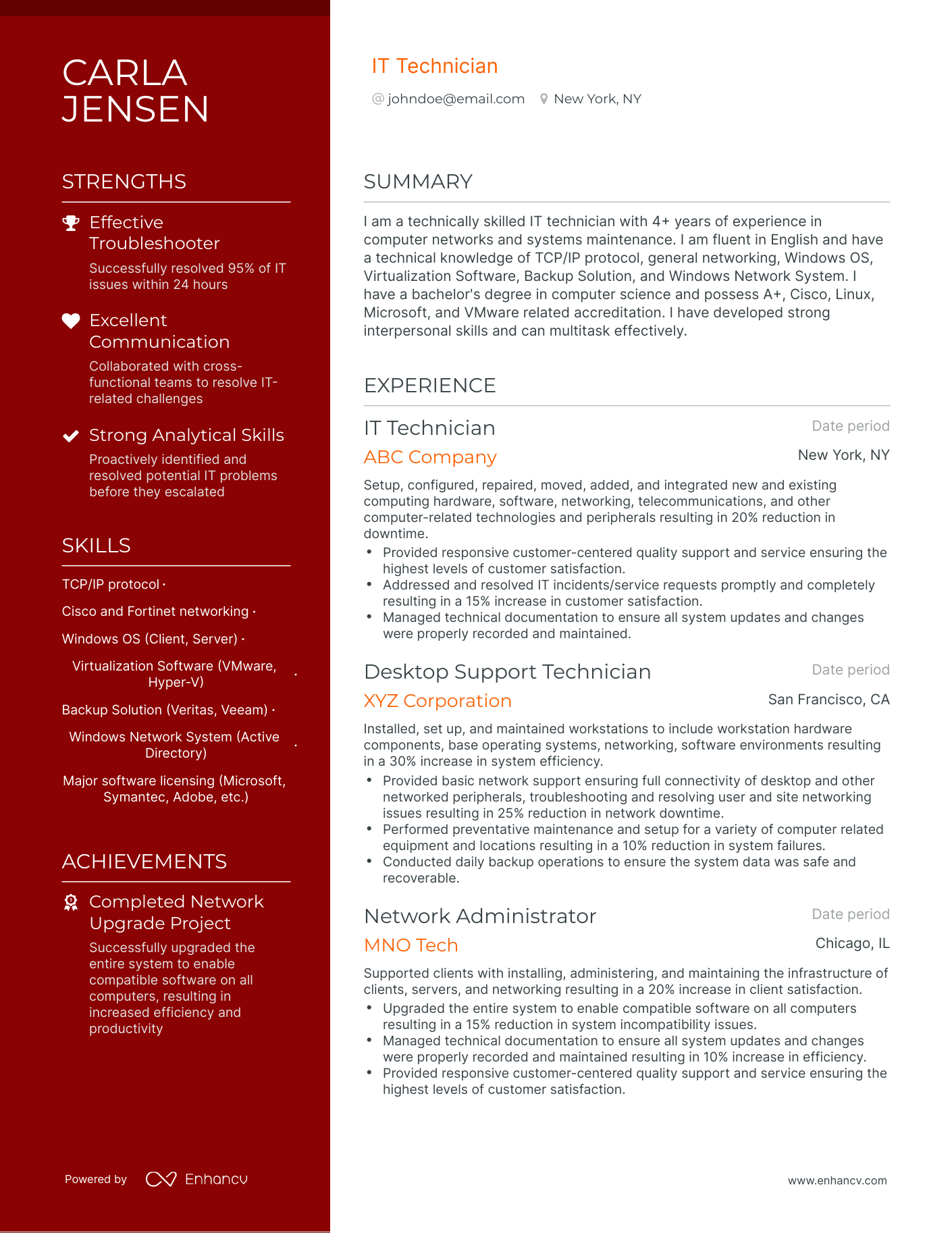 Polished IT Technician Resume Template
