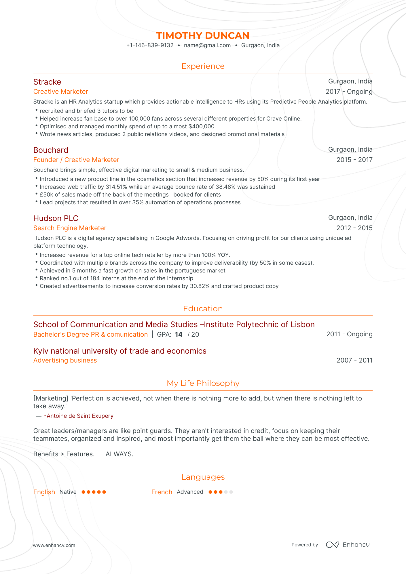 Traditional Creative Marketing Resume Template