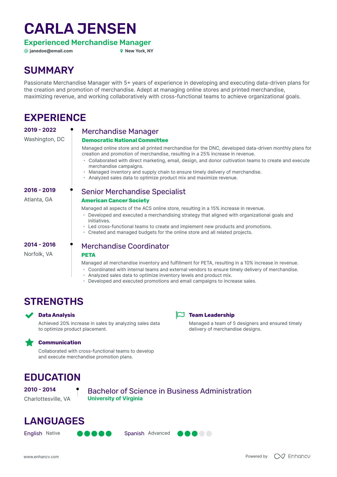 Timeline Merchandise Manager Resume Template