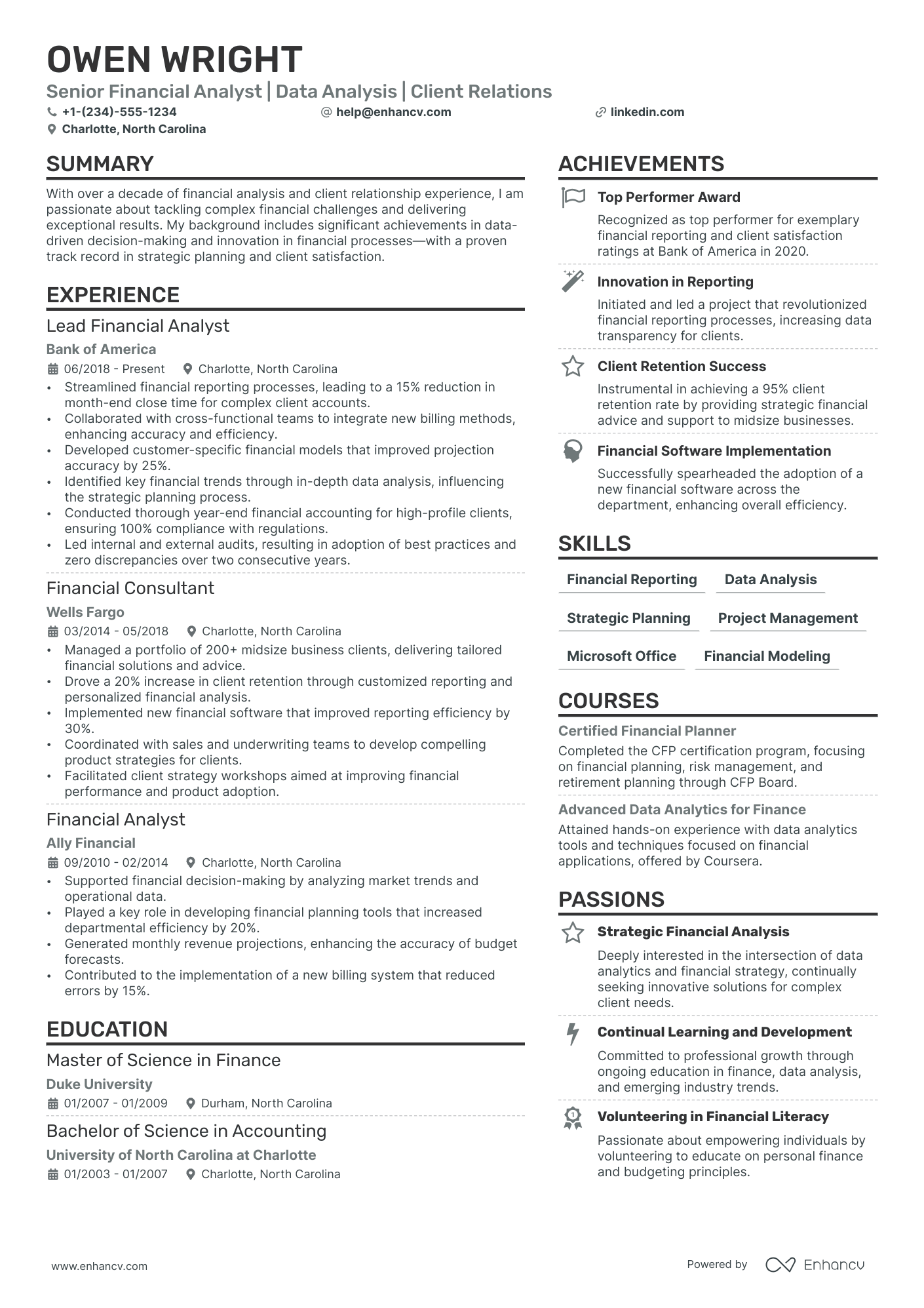 finance job description resume