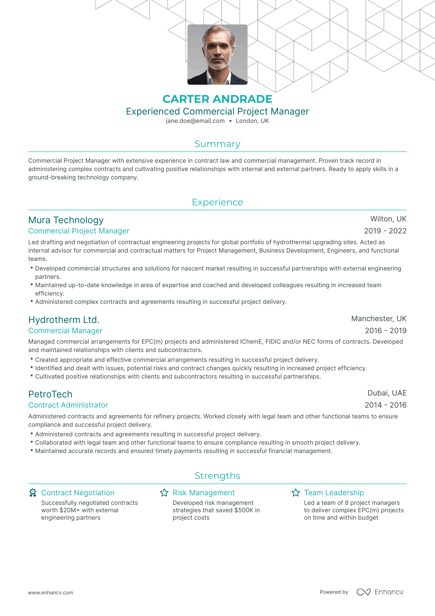 Traditional Commercial Project Manager Resume Template