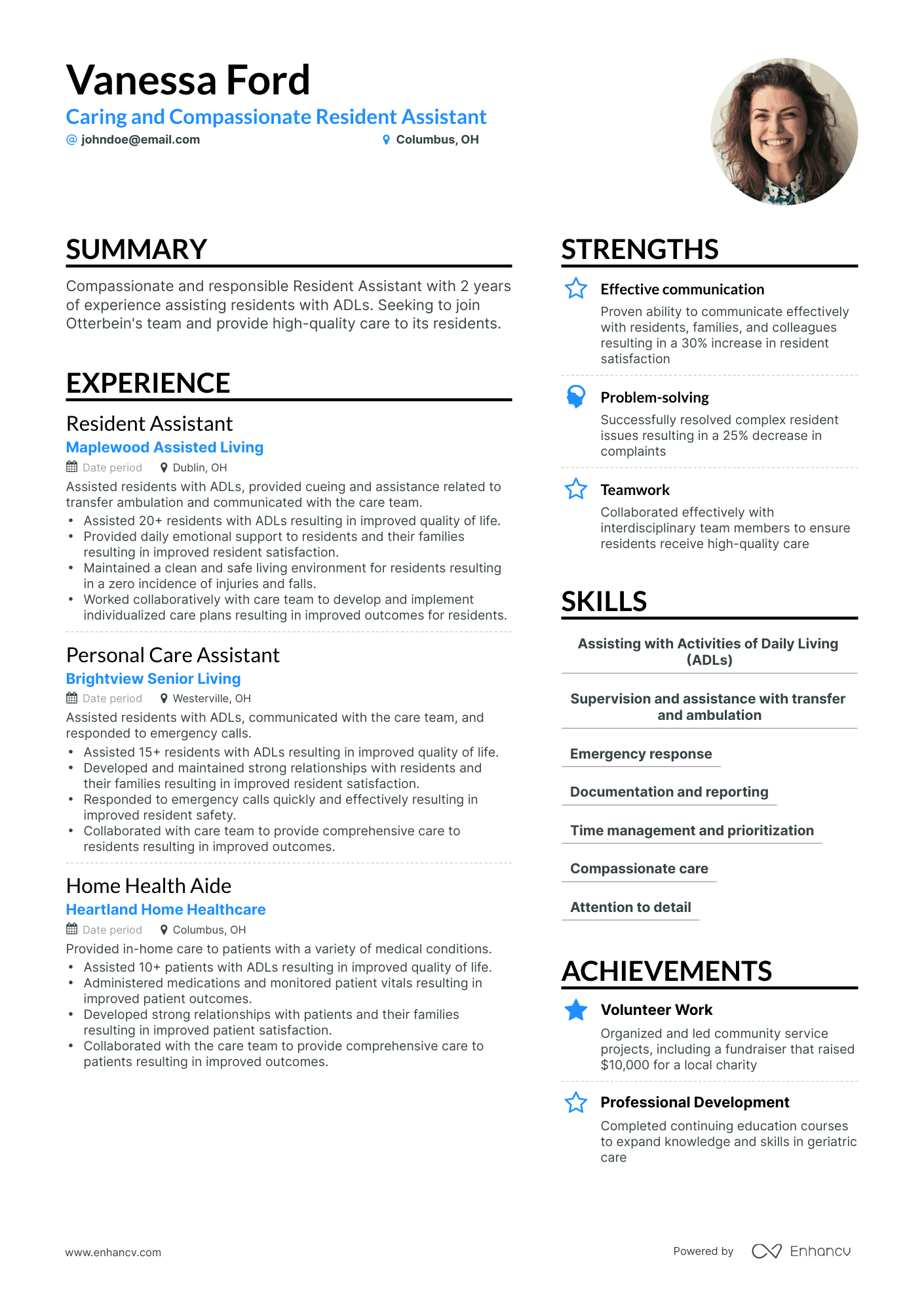 Simple Resident Assistant Resume Template