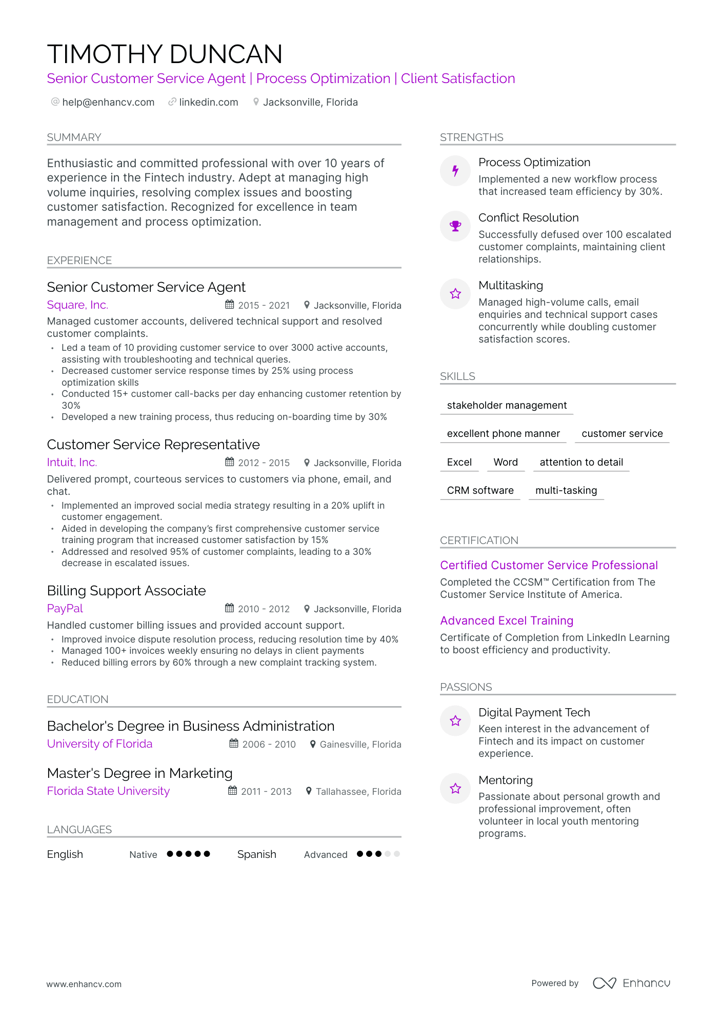 undefined Customer Service Agent Resume Template