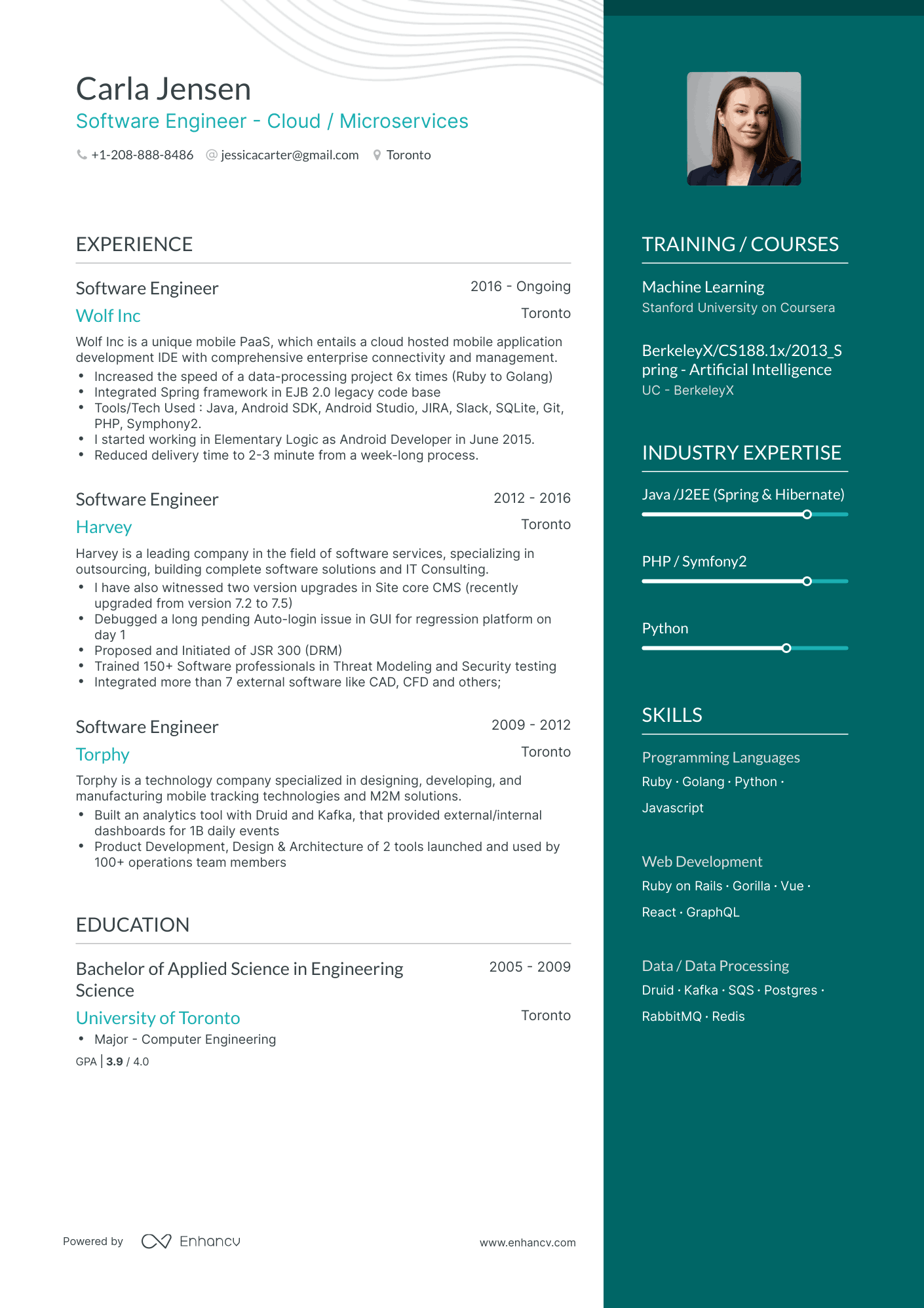 One Page Microservices Resume Template