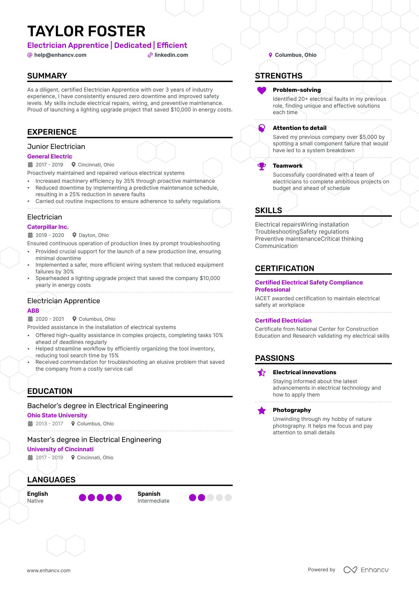 example resume electrician