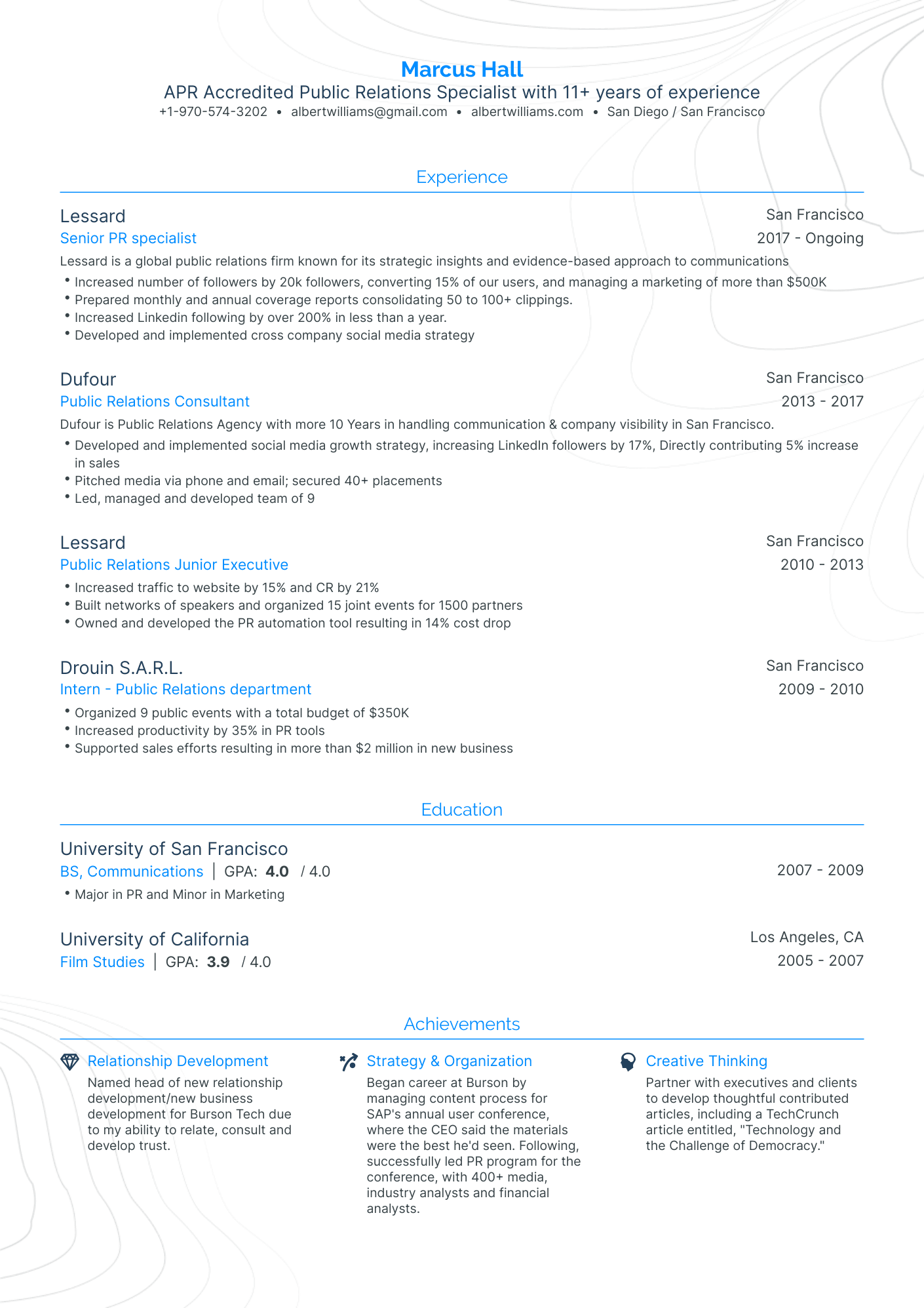 Traditional Public Relations Specialist Resume Template