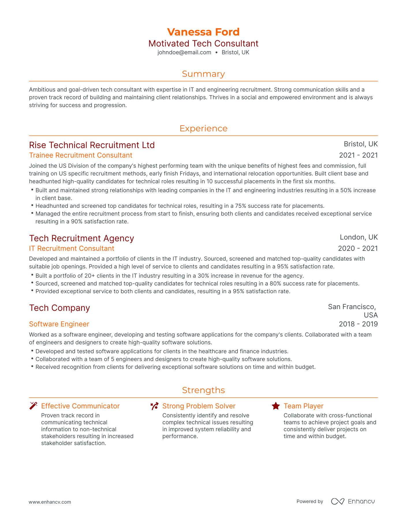 Traditional Tech Consultant Resume Template