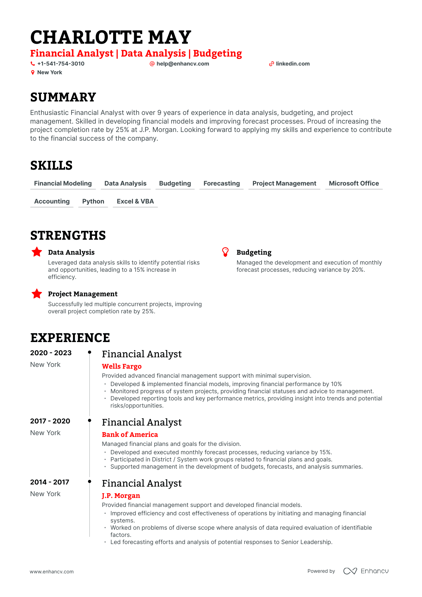 Timeline Financial Analyst Resume Template