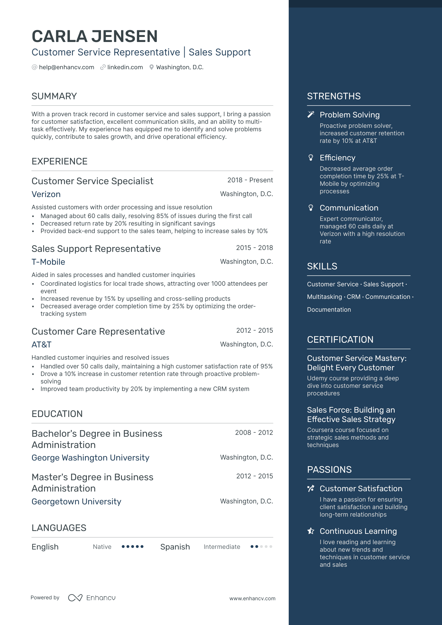 customer service summary resume sample