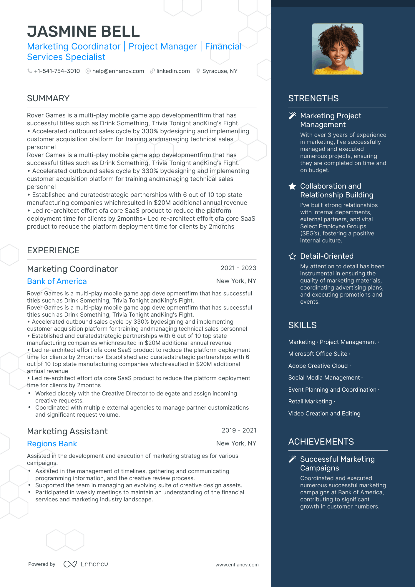 One Page Marketing Resume Template