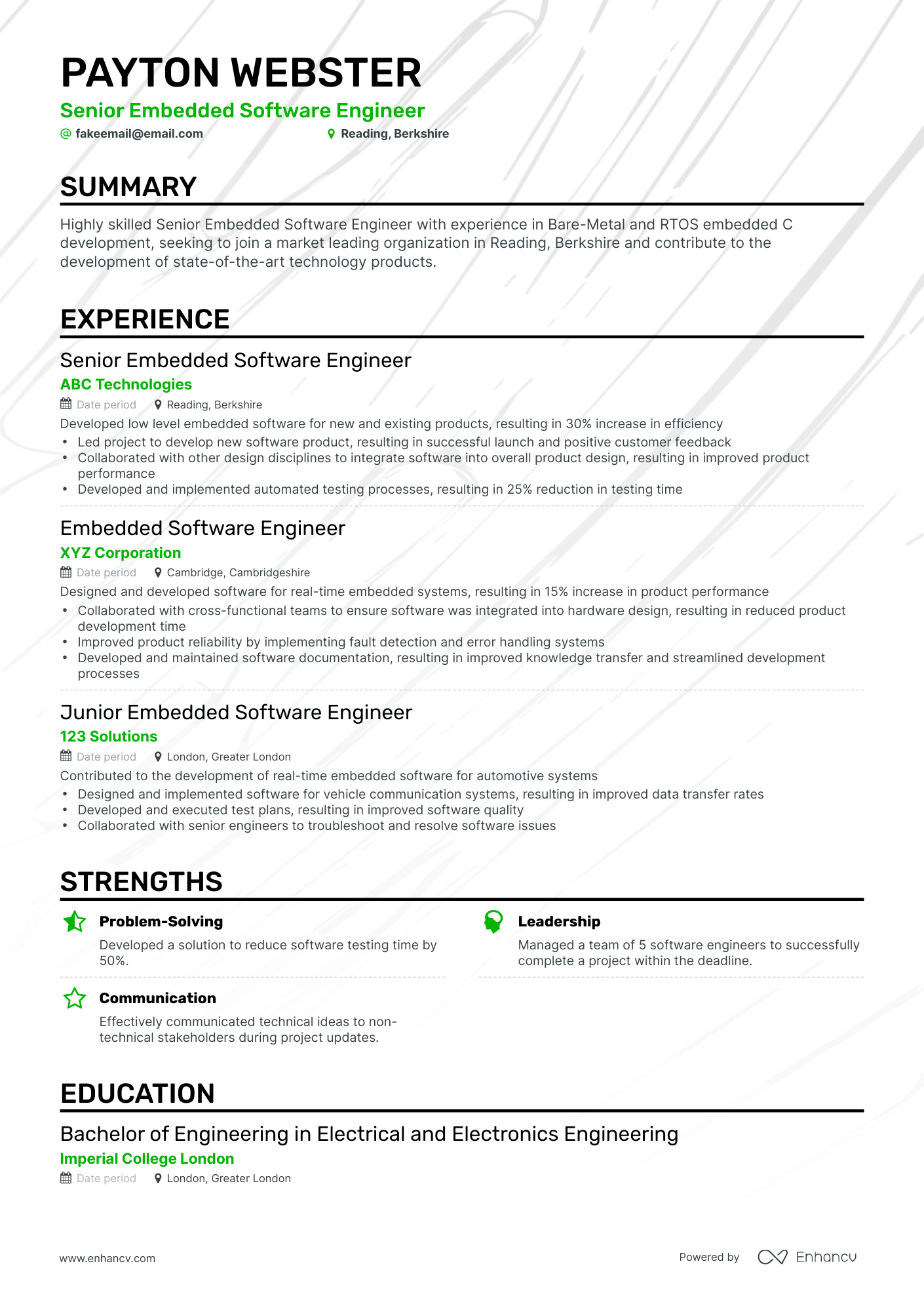 Classic Embedded Software Engineer Resume Template