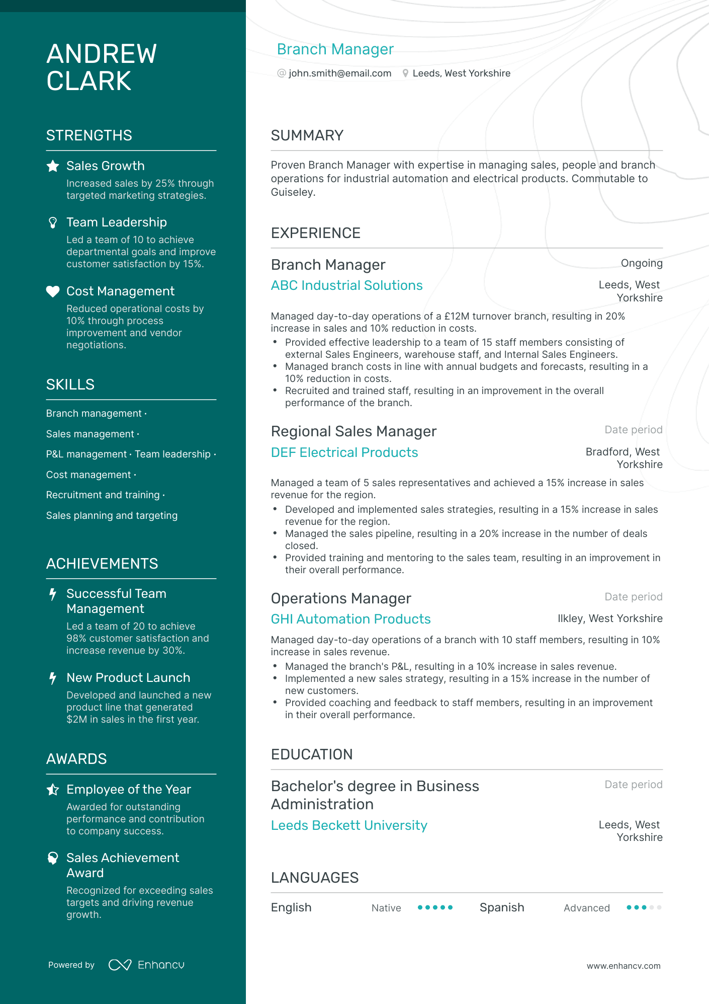 Polished Branch Manager Resume Template