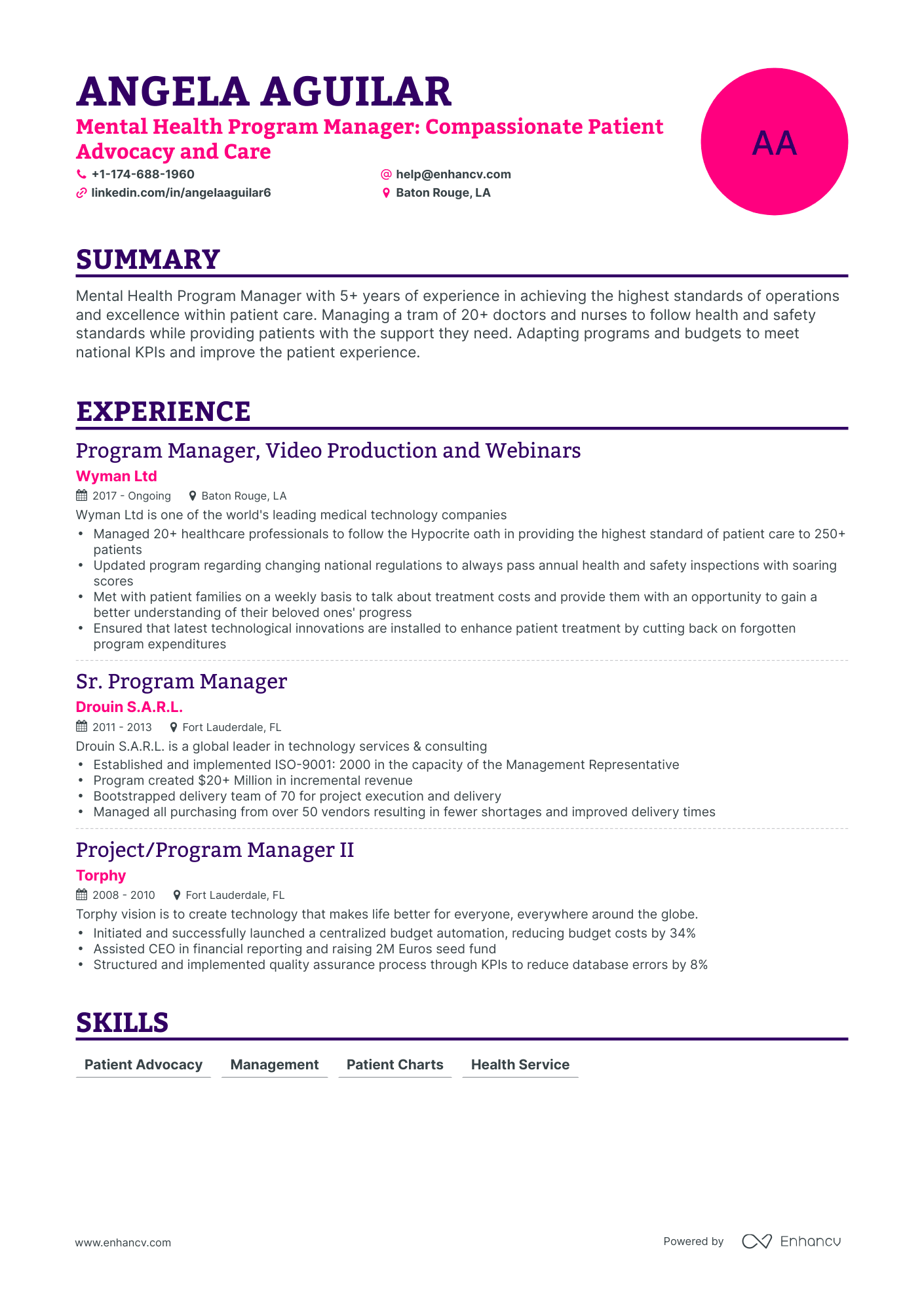 Classic Mental Health Program Manager Resume Template
