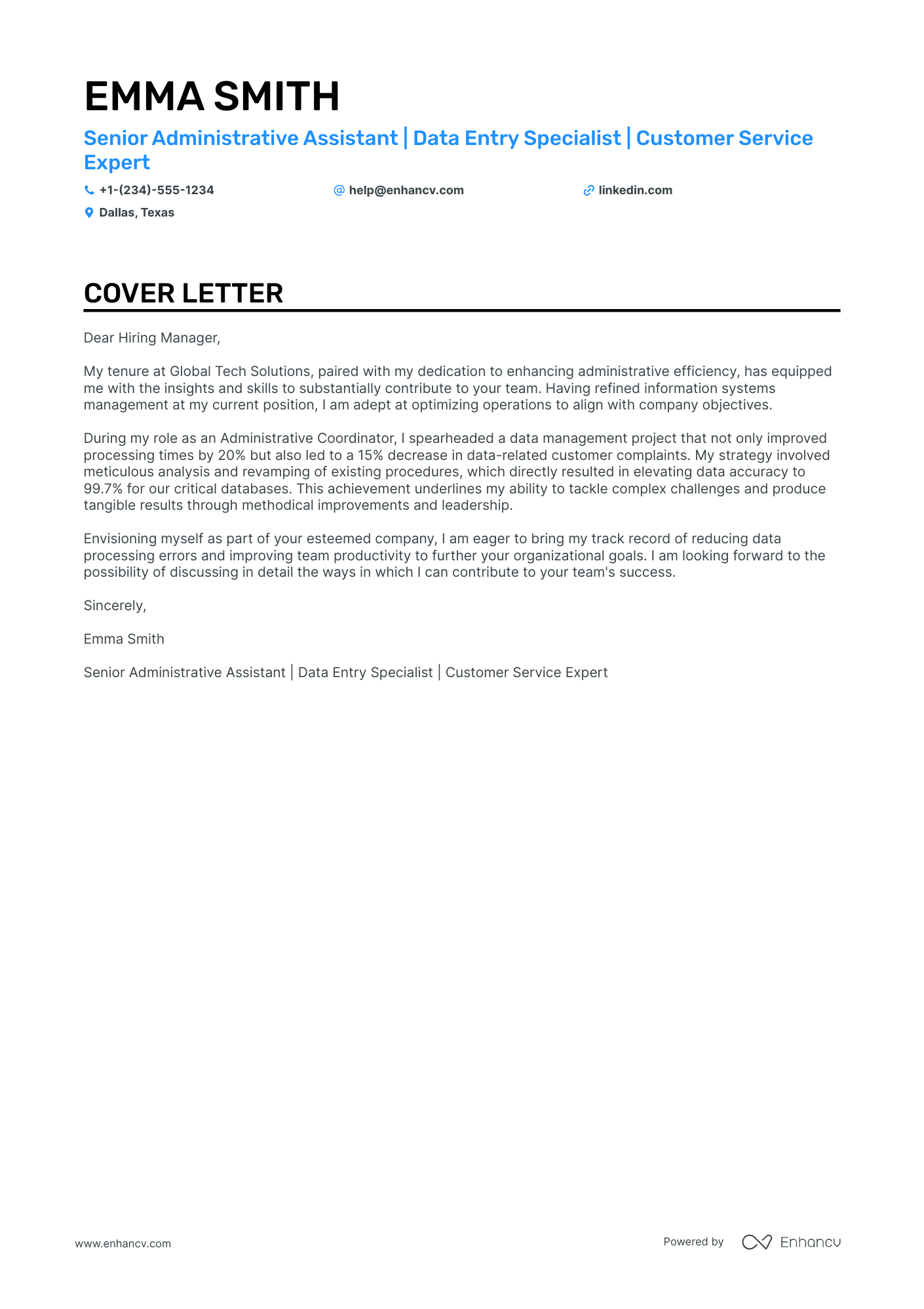 cover letter for a data entry job sample