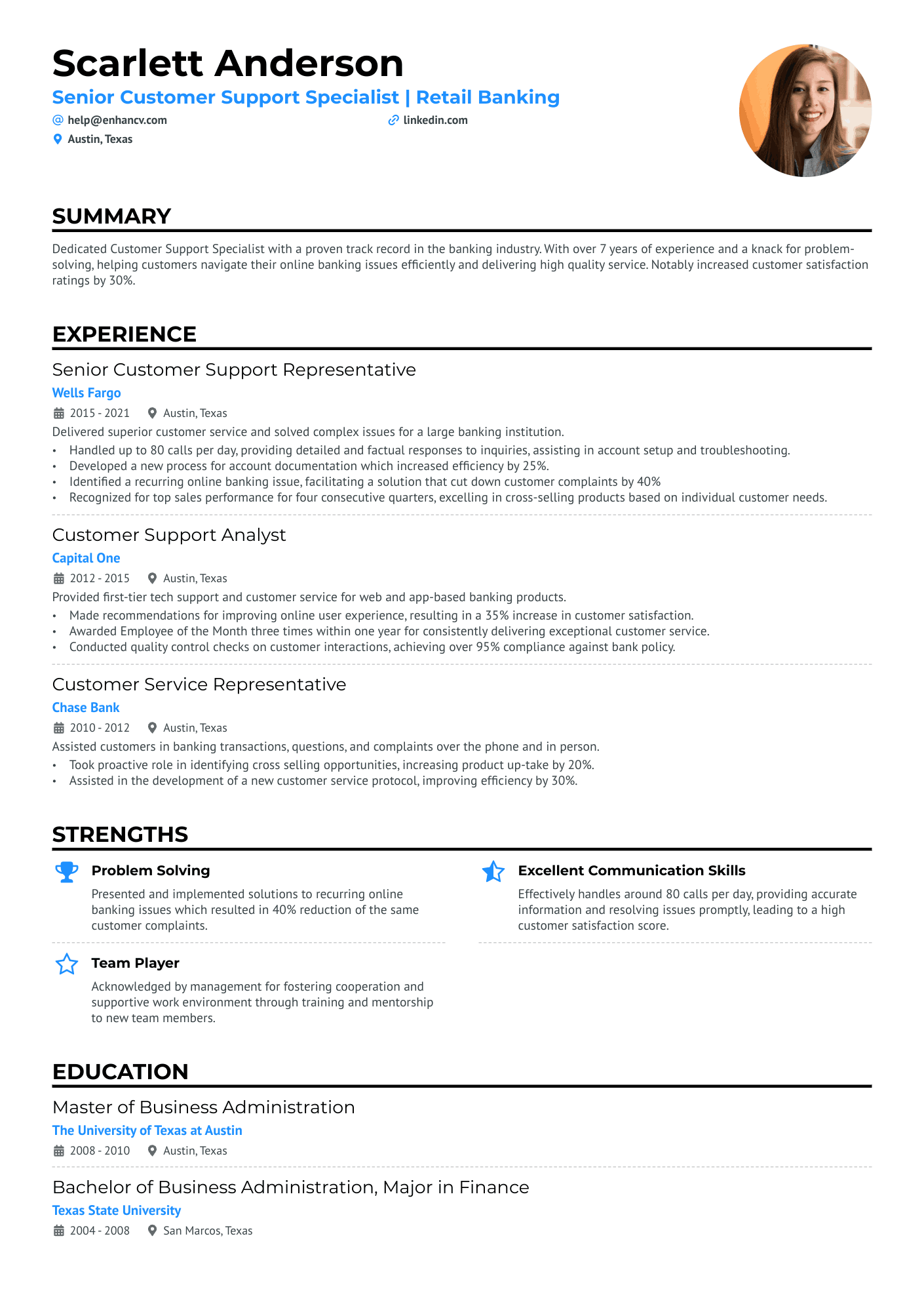 customer service summary for resume