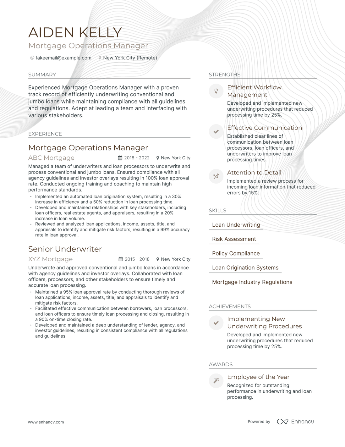 Modern Mortgage Operations Manager Resume Template