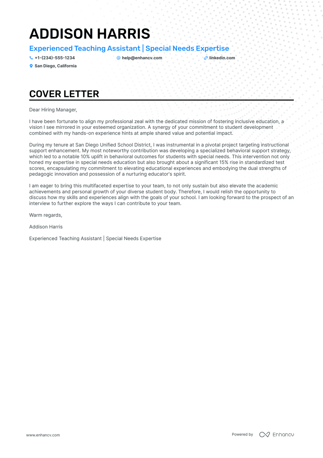 cover letter for pe teacher with no experience