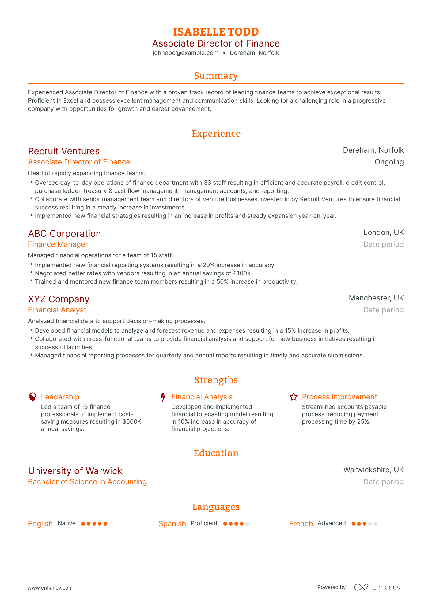 Traditional Associate Director Resume Template