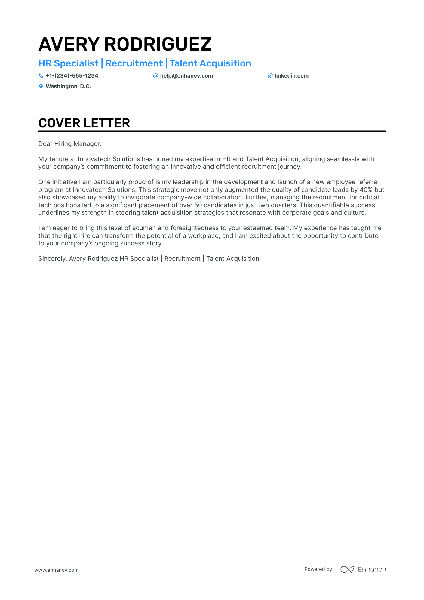 cover letter for recruitment profile
