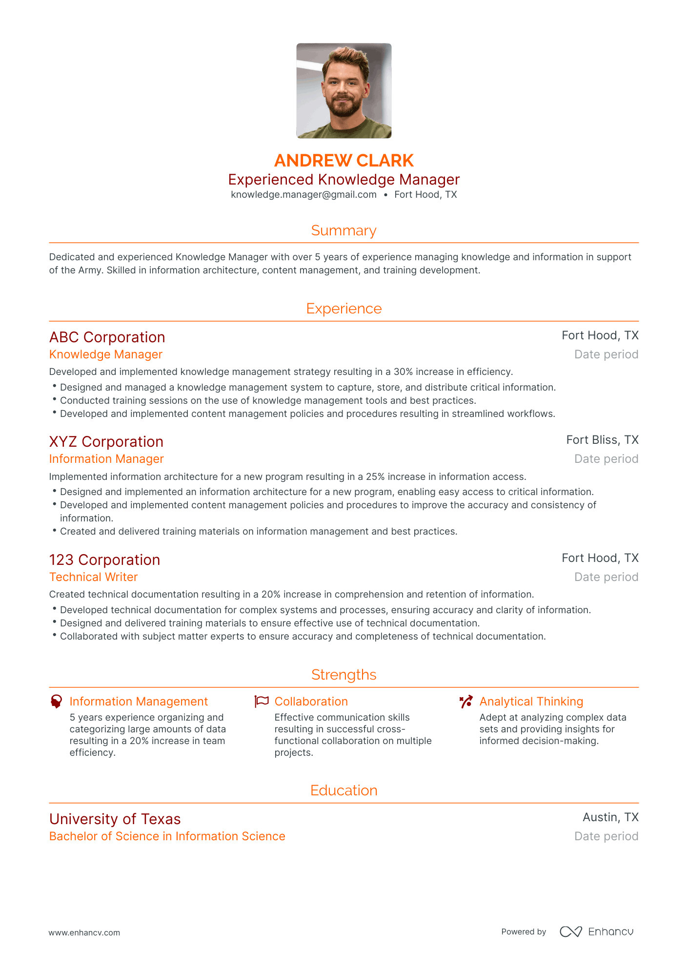 Traditional Knowledge Manager Resume Template