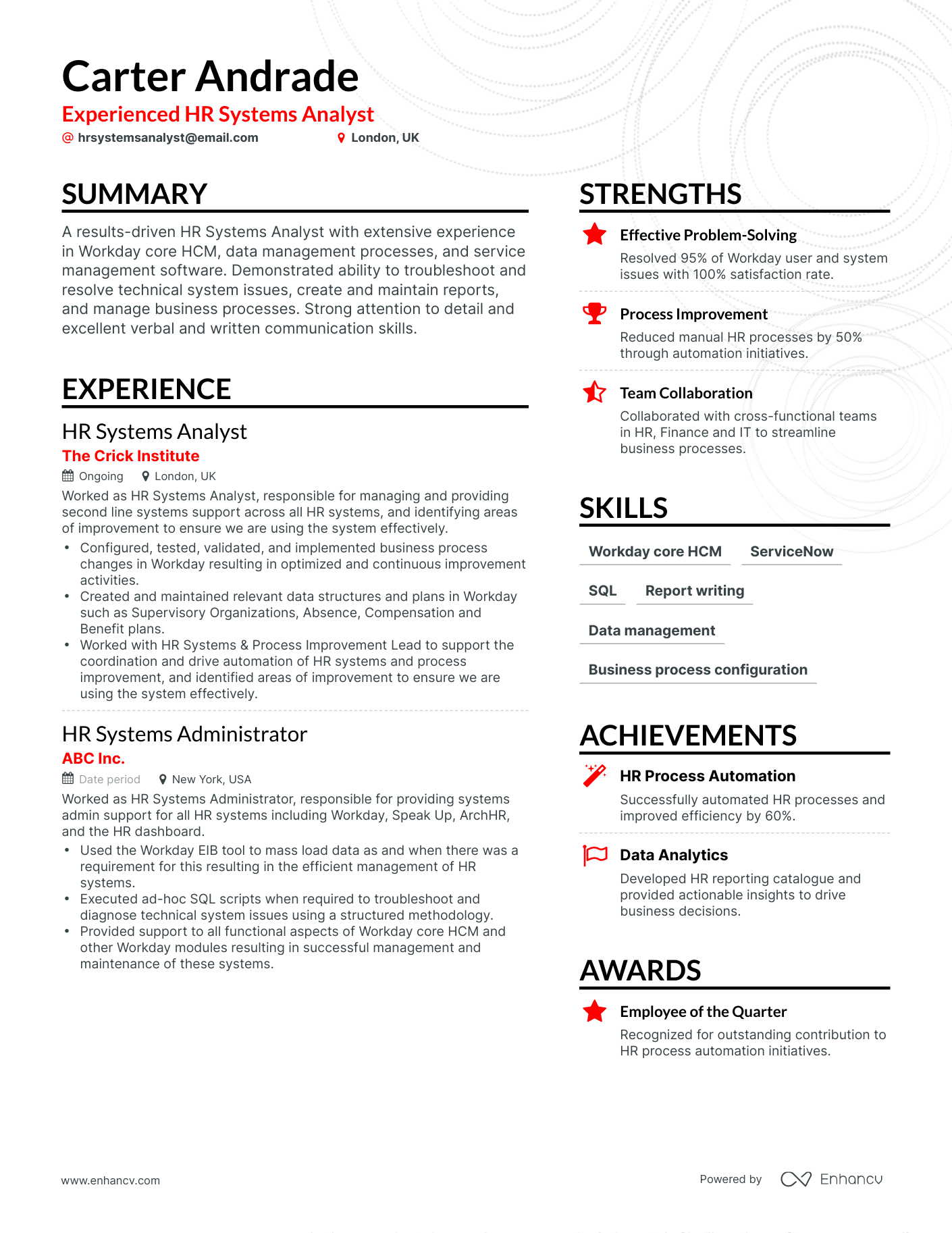 Simple HR Analyst Resume Template