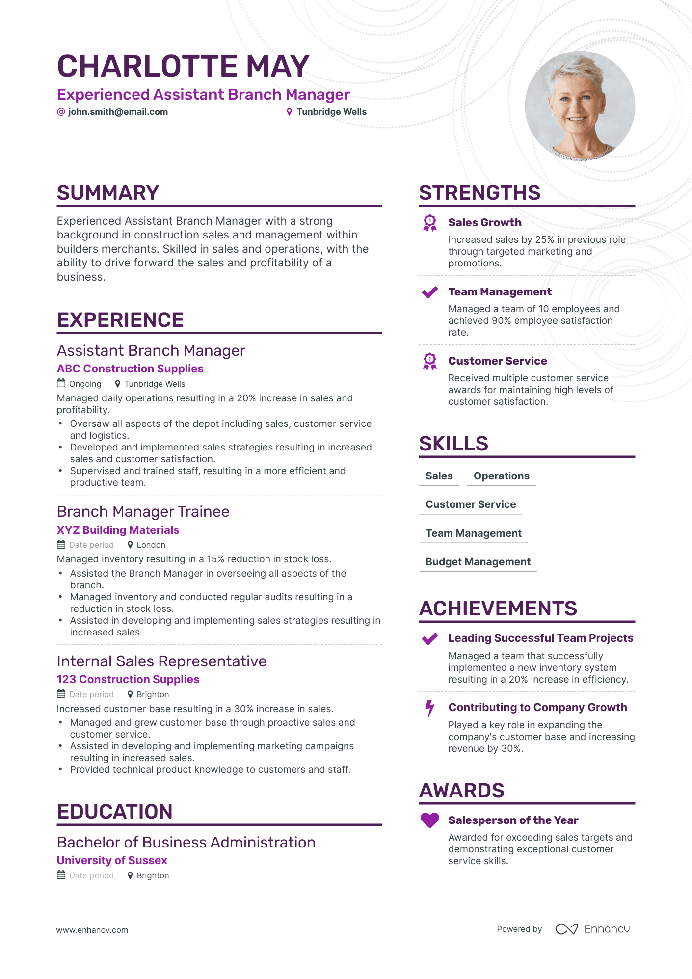 Simple Assistant Branch Manager Resume Template