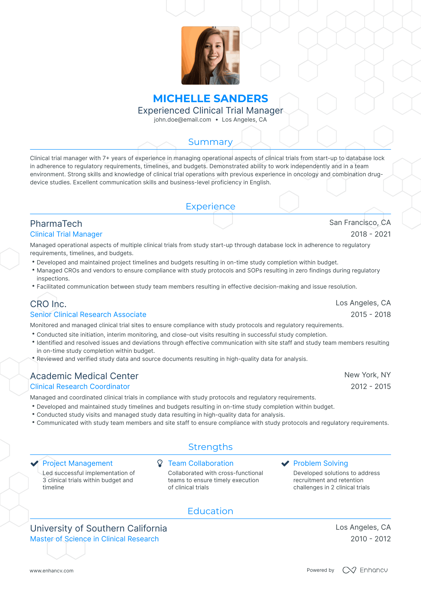 Traditional Clinical Trial Manager Resume Template