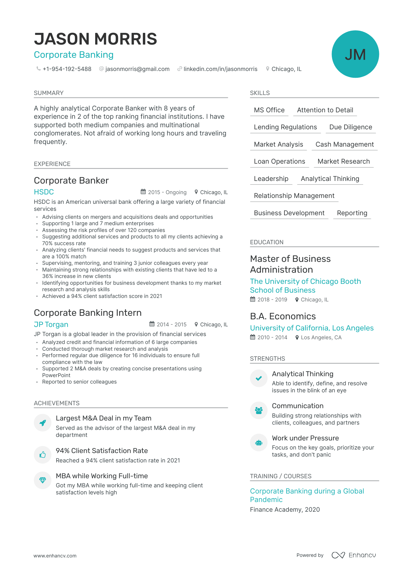 Modern Corporate Banking Resume Template
