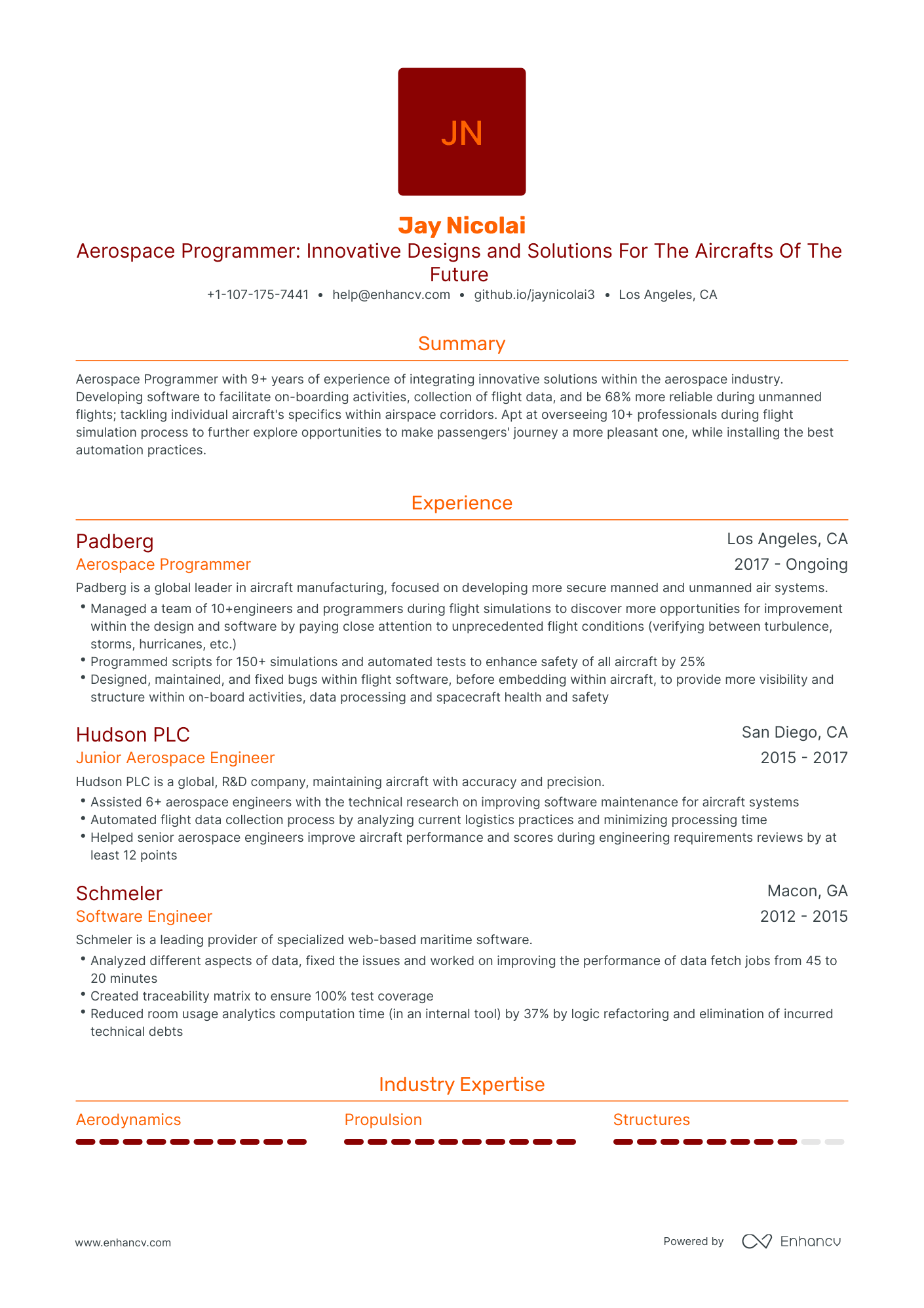 Traditional Aerospace Program Manager Resume Template
