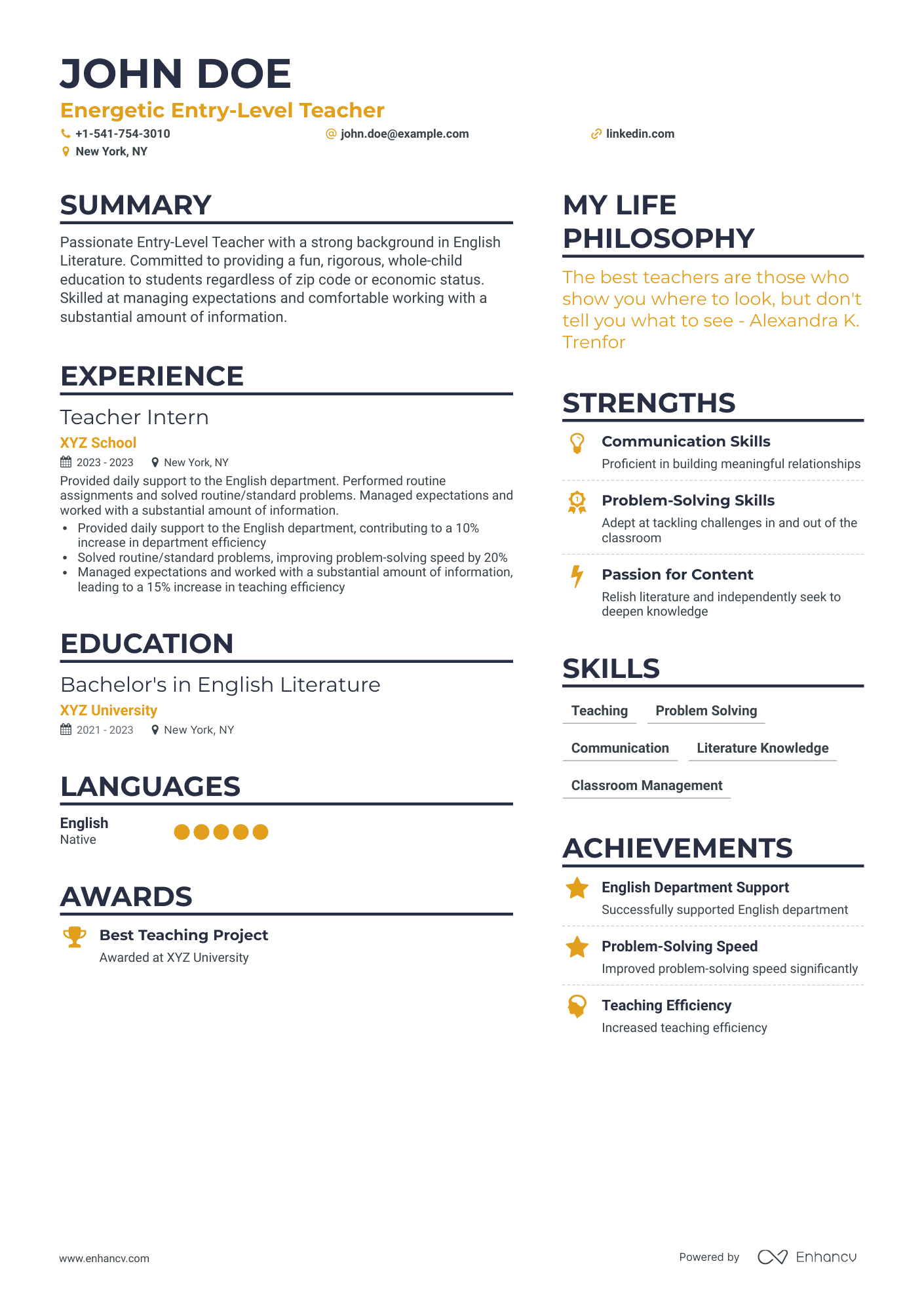 Simple Entry Level Resume Template