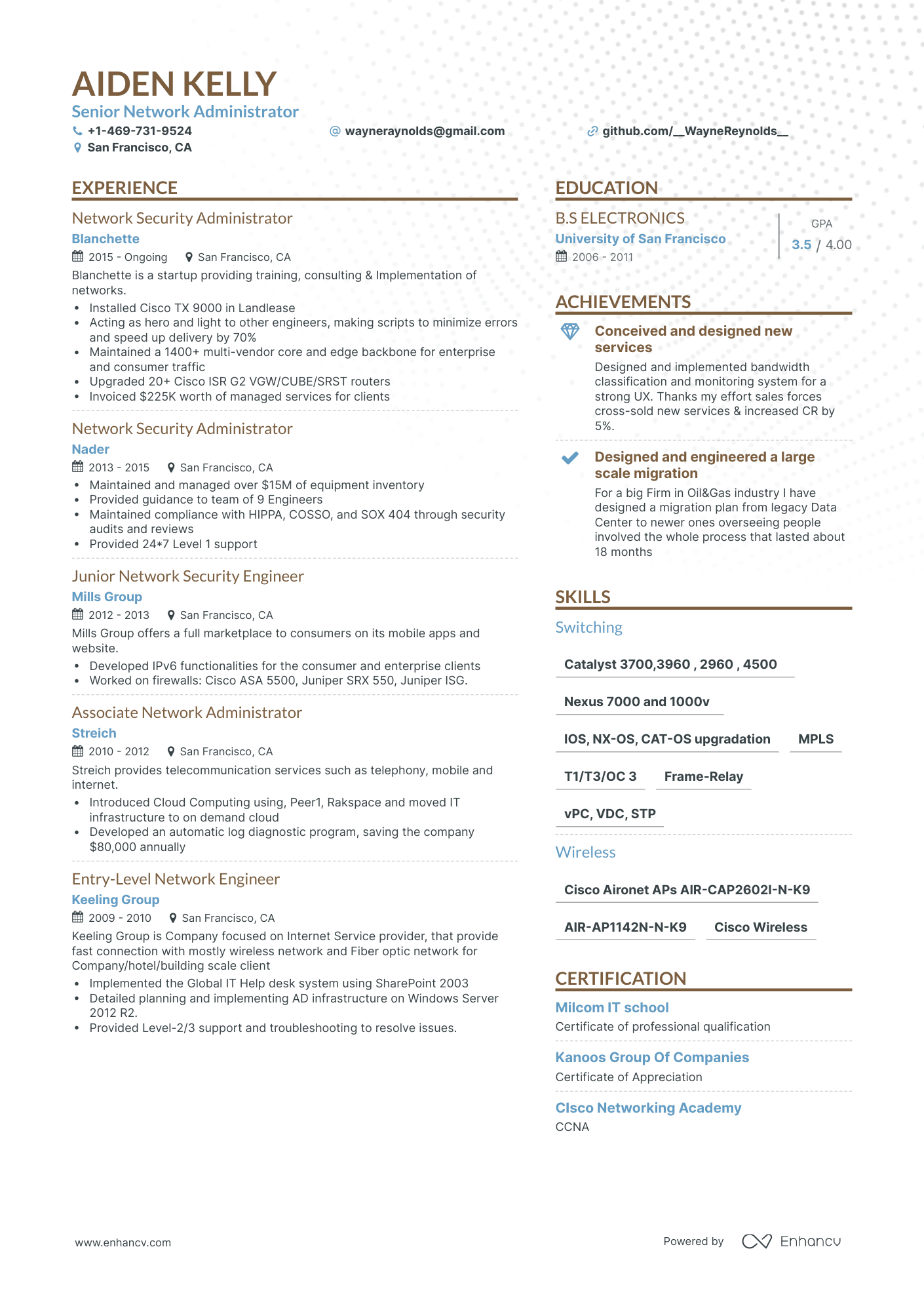 Simple Network Administrator Resume Template