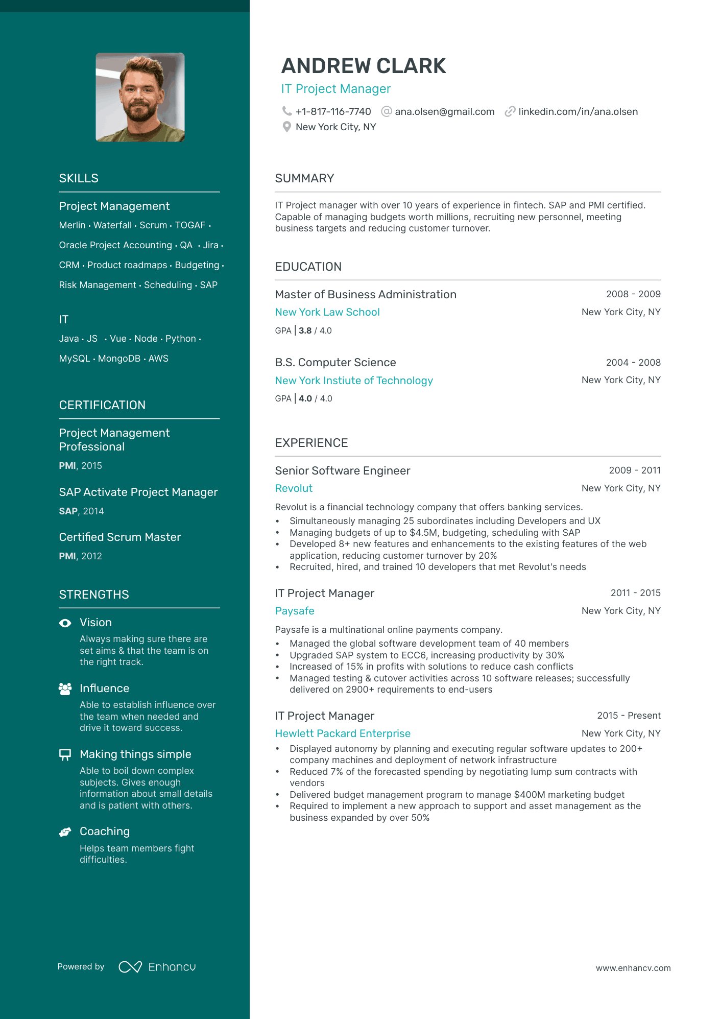 it project manager resume sample