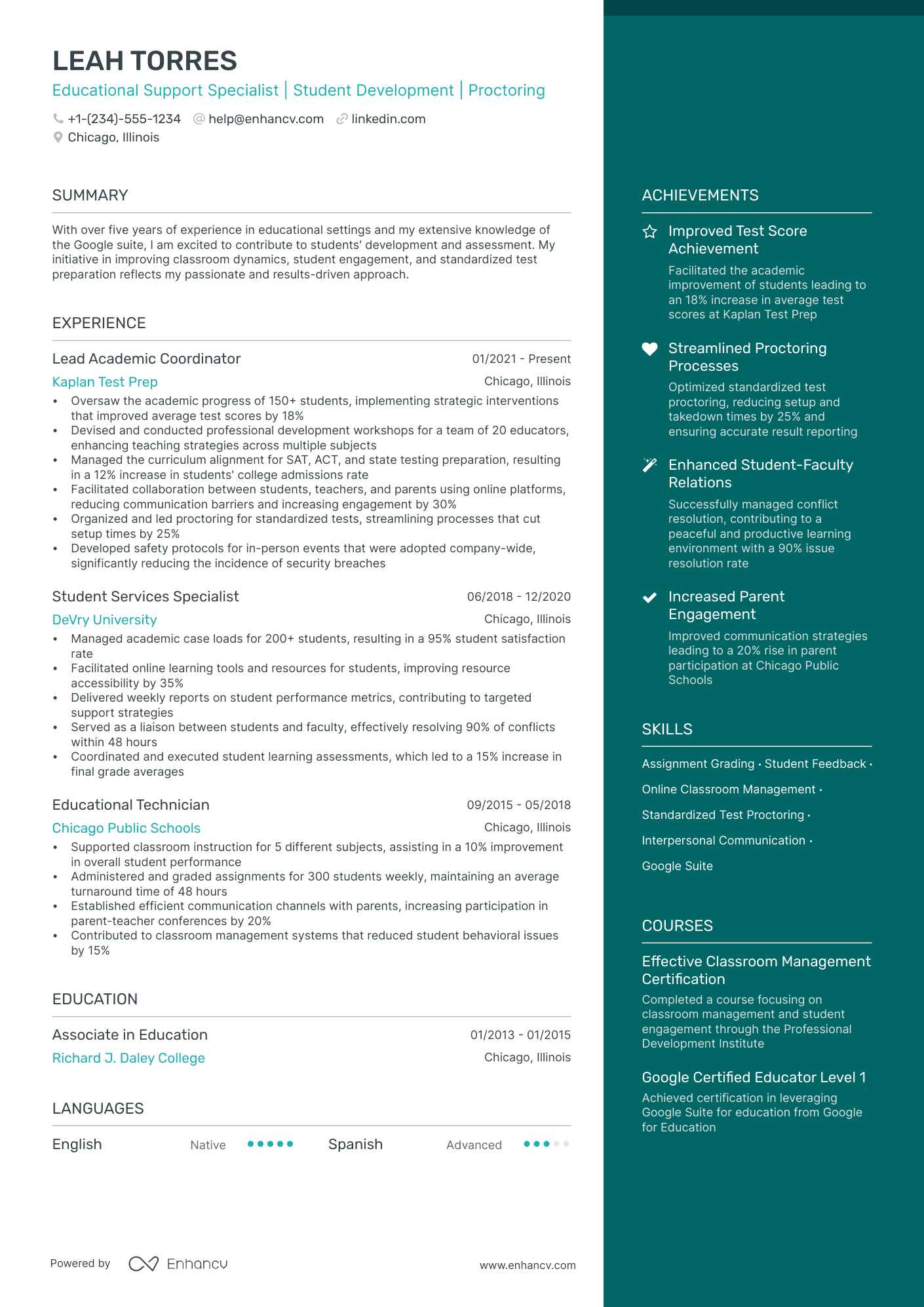 resume for teacher paraprofessional