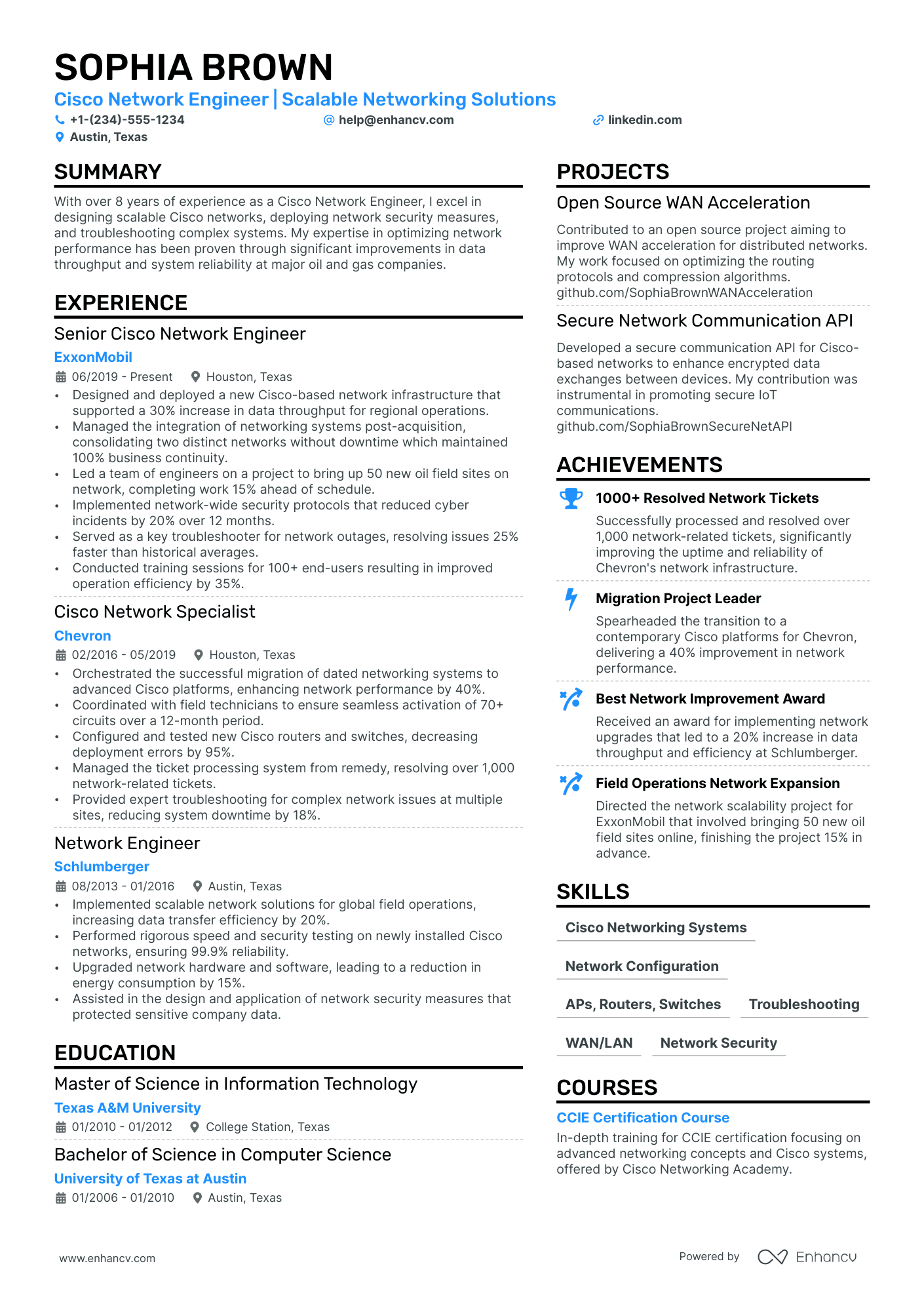 resume format for networking support engineer