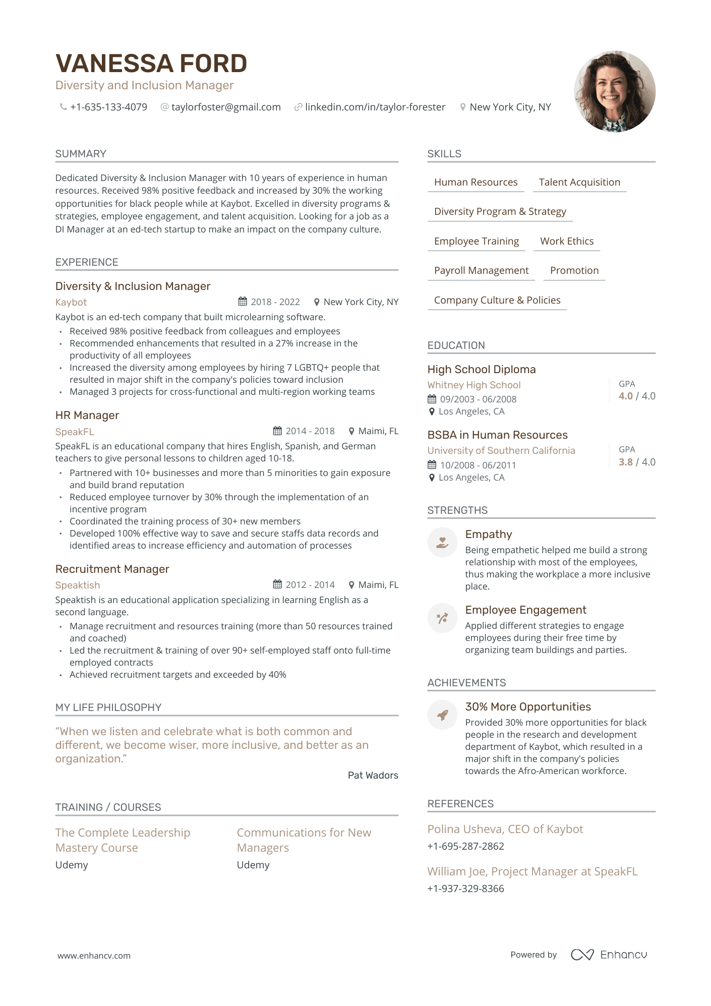 Modern Diversity And Inclusion Manager Resume Template