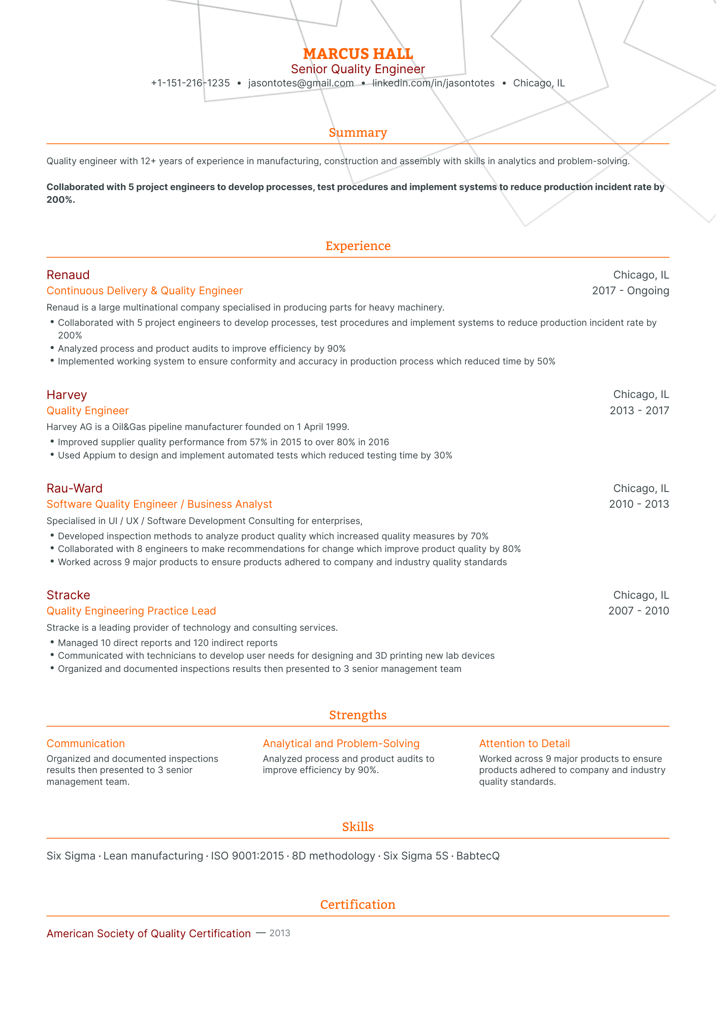 Traditional Quality Engineer Resume Template