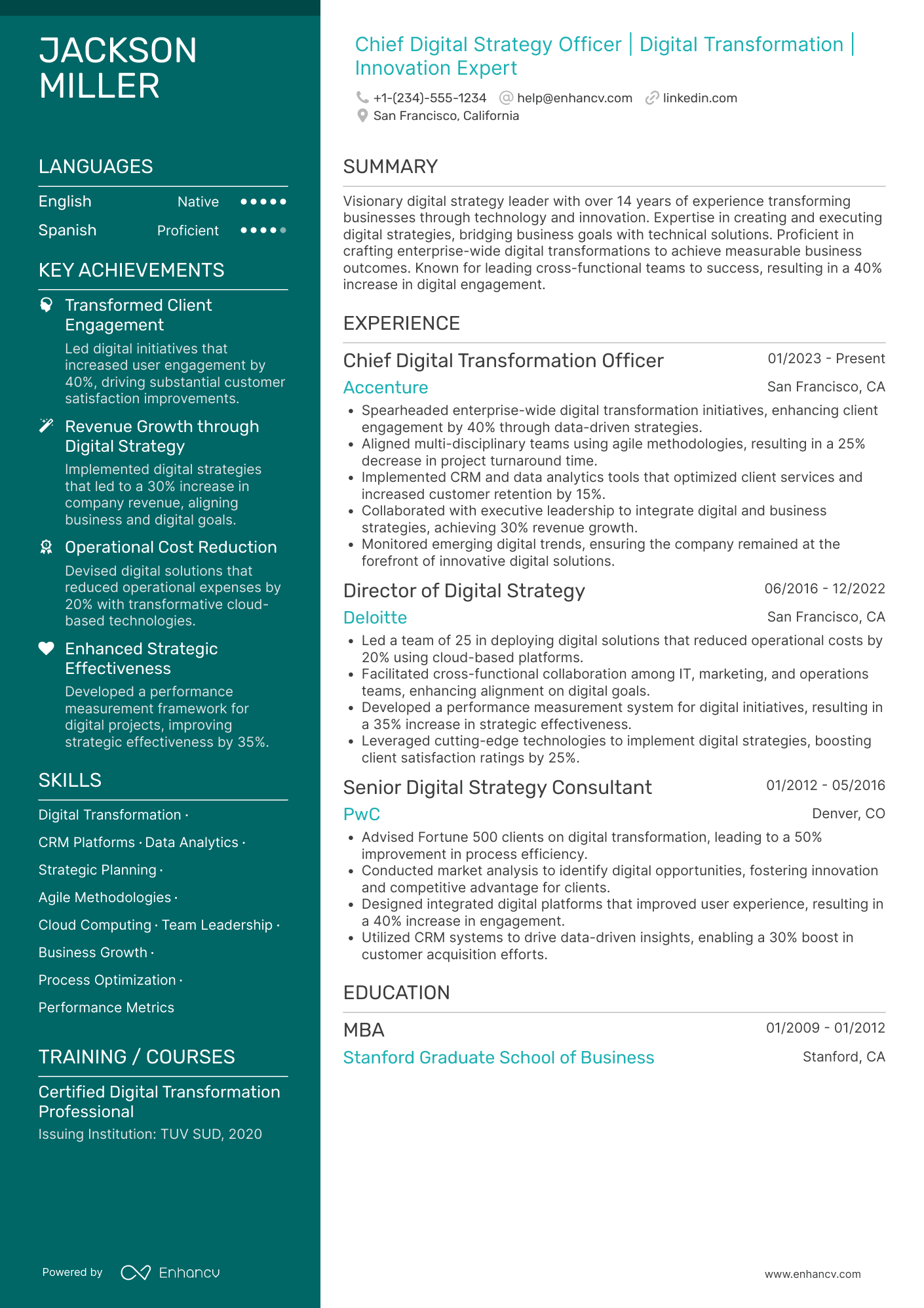 A resume example of a Chief Digital Strategy Officer