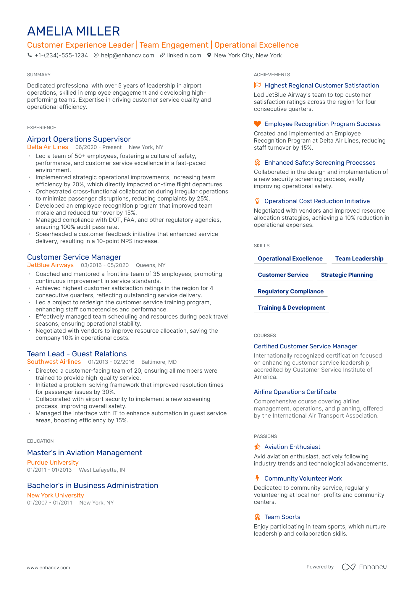 sample resume for customer service manager