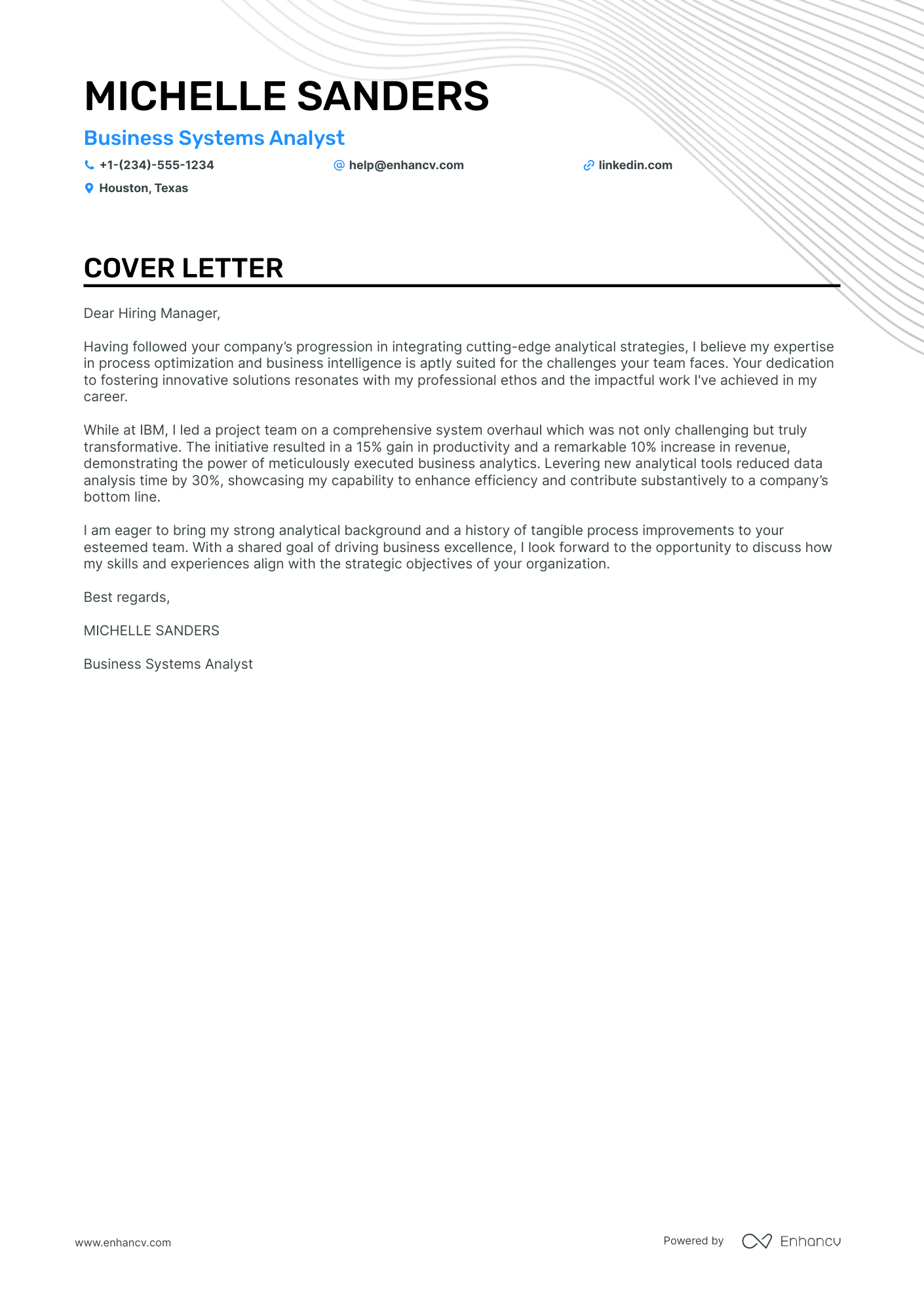 business systems analyst cover letter