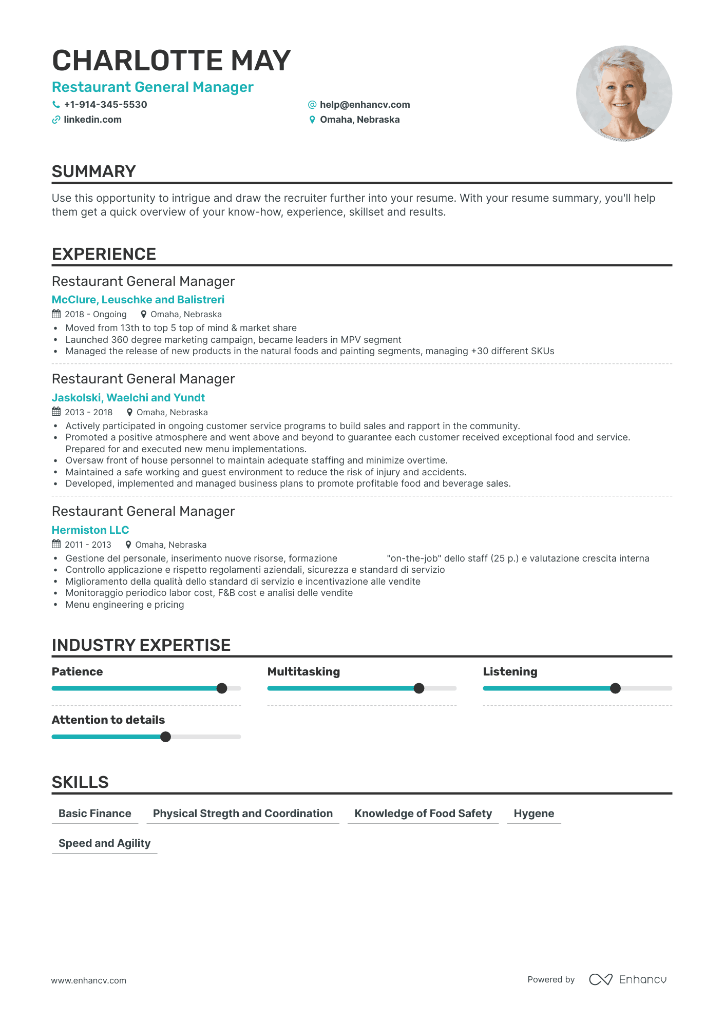 Restaurant General Manager Resume Examples & Guide for 2023 (Layout ...