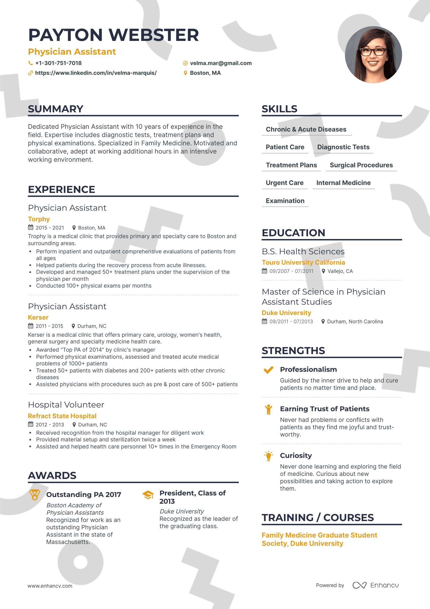 Simple Physician Assistant Resume Template