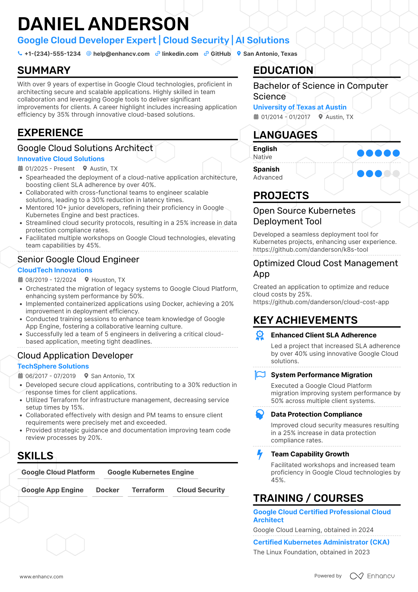 A resume example of a Google Developer Expert