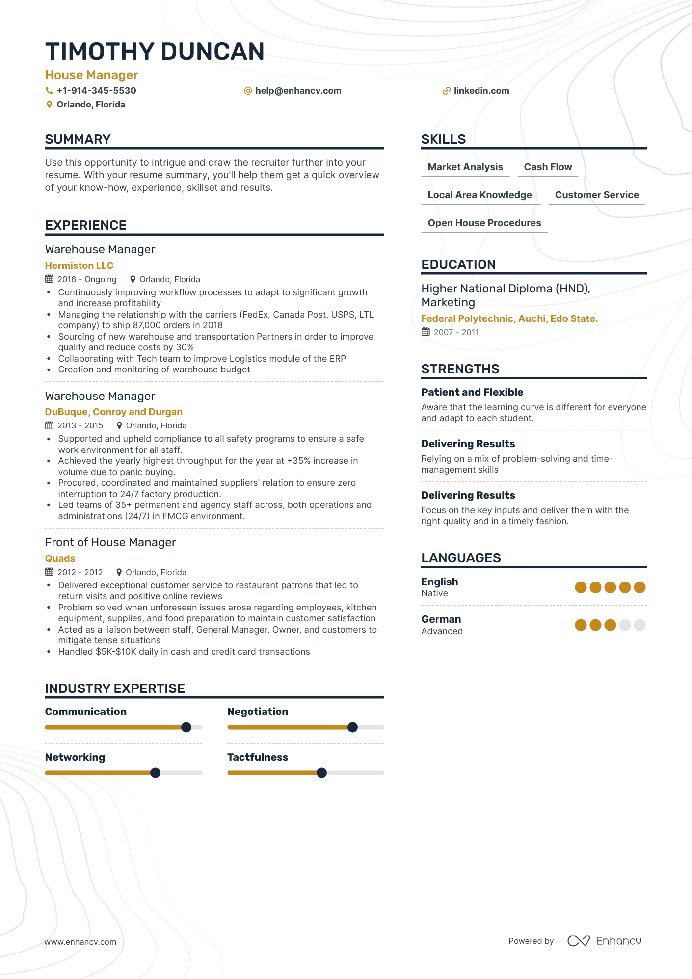 House Manager Resume Examples & Guide For 2023 (layout, Skills 