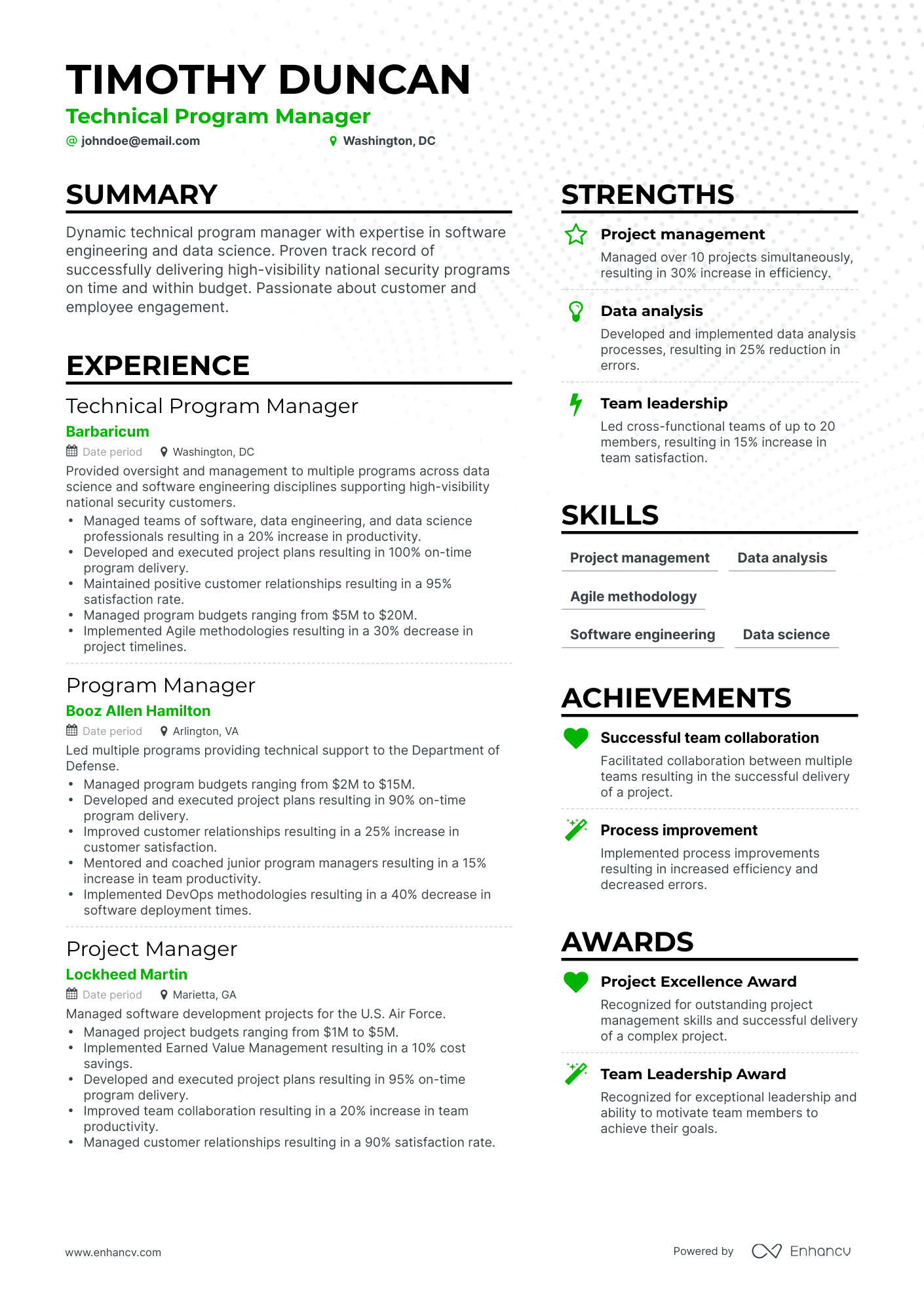 Simple Technical Program Manager Resume Template