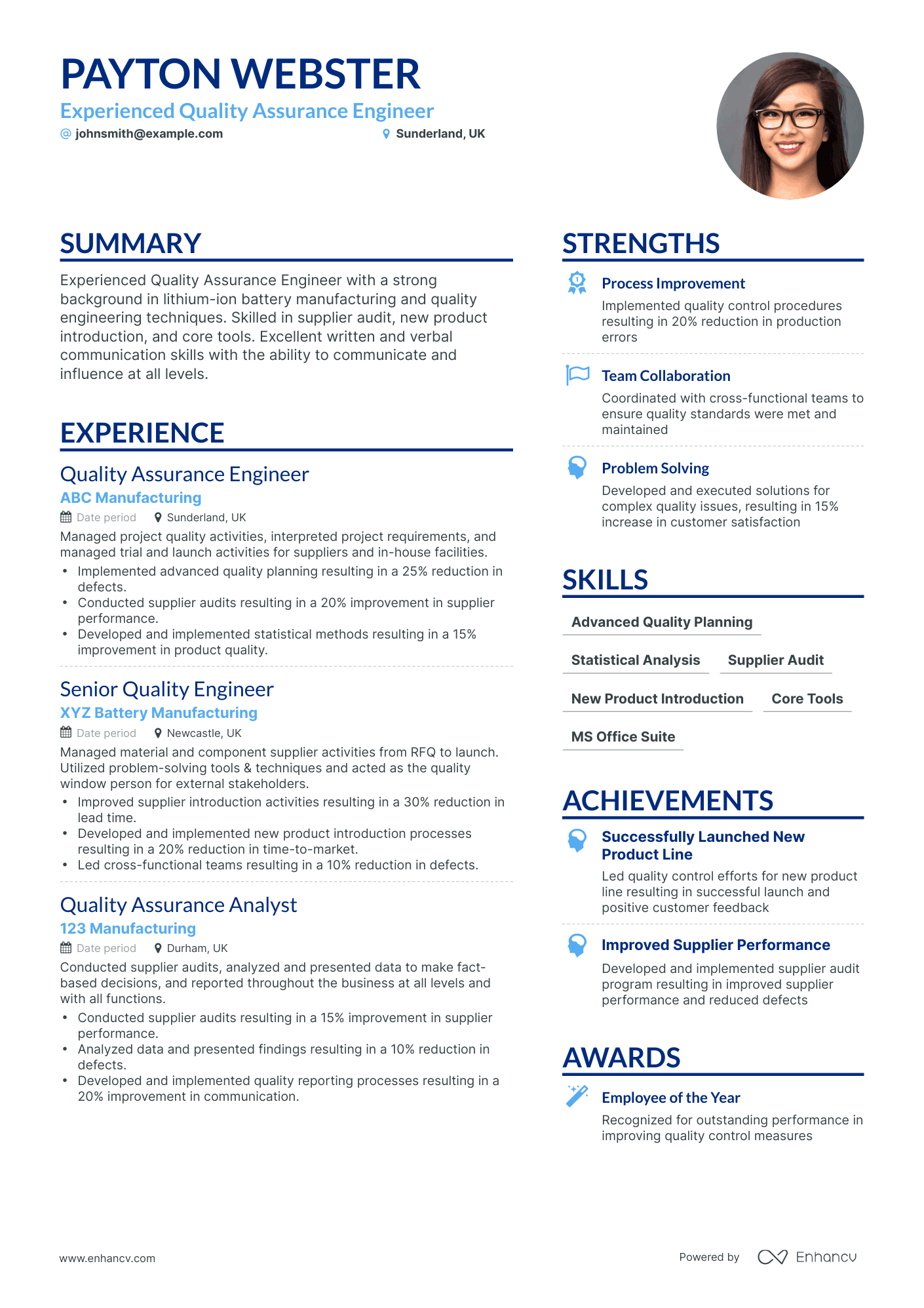 Simple Quality Assurance Engineer Resume Template