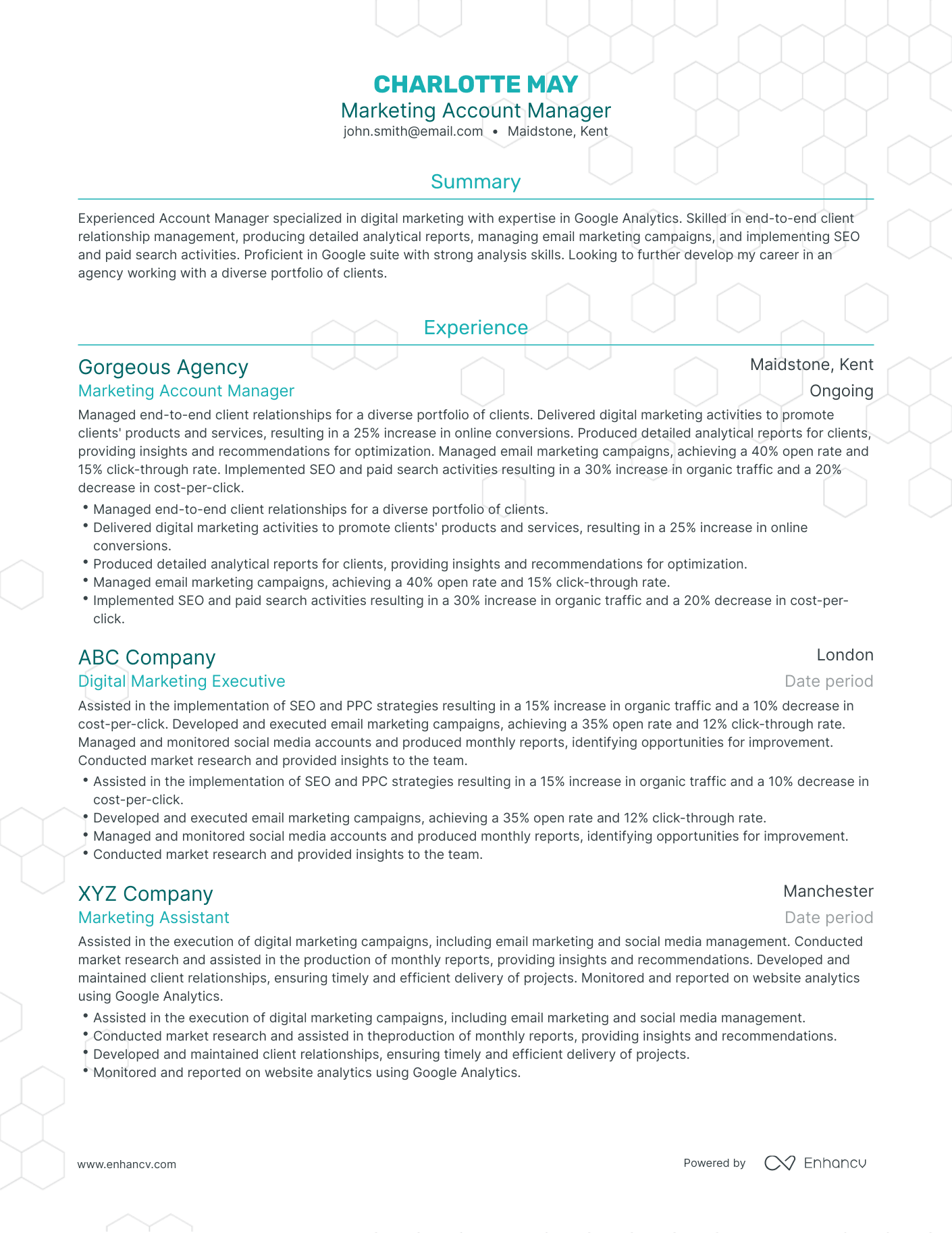 Traditional Marketing Account Manager Resume Template